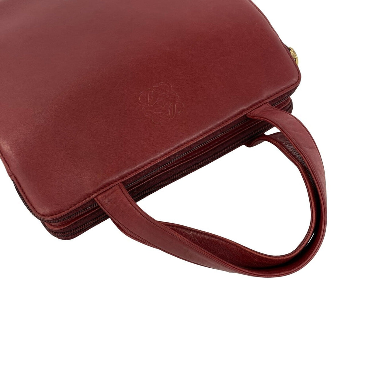 Loewe Red Color Wine Leather Handbag Tote Bag (Pre-Owned)