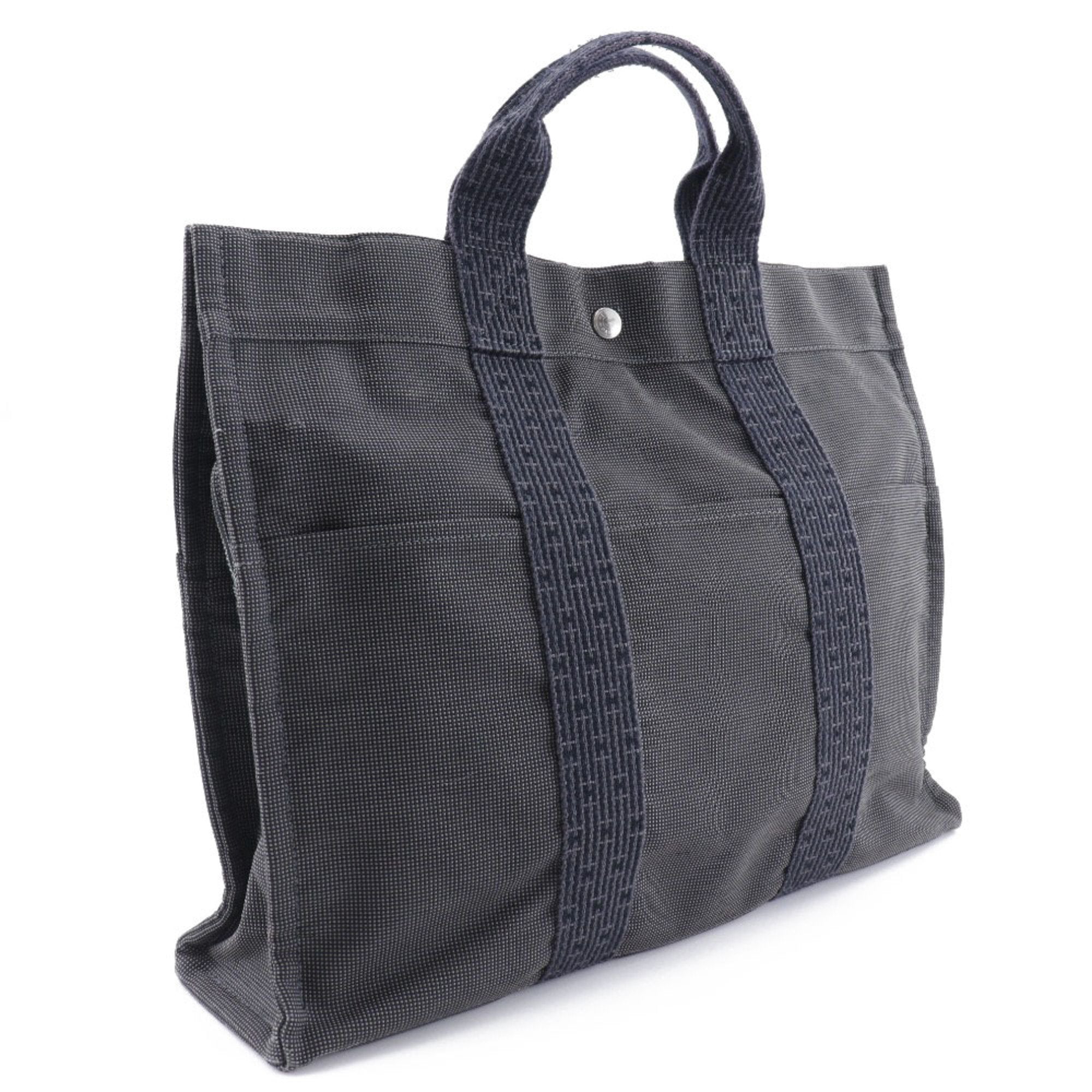 Hermes Gray Nylon Canvas Handbag (Pre-Owned)