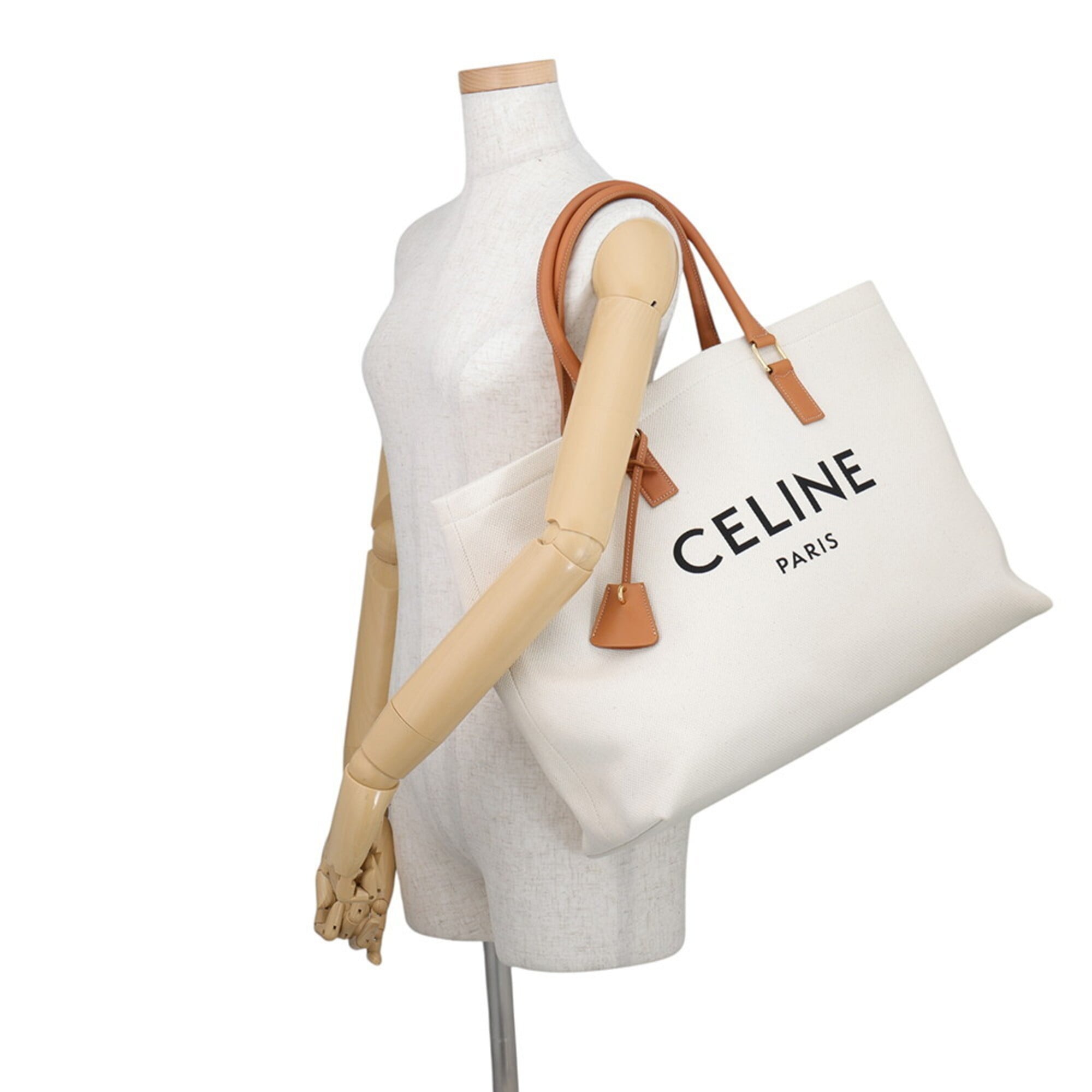 Celine Brown Ivory Canvas Tote Bag (Pre-Owned)