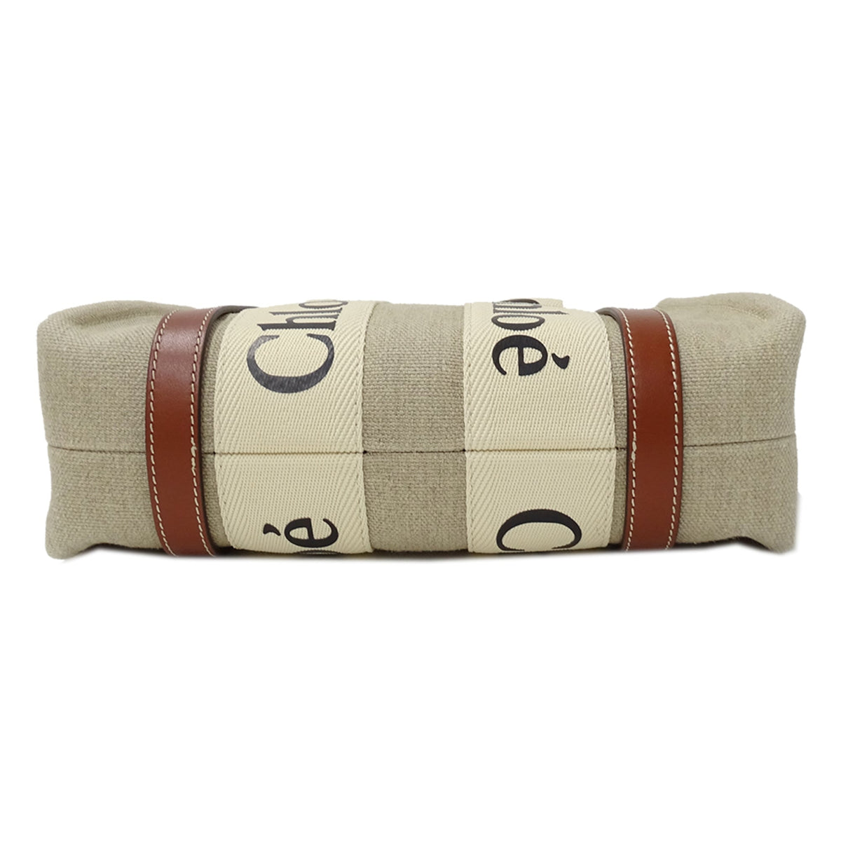 Chloé Beige Brown Canvas Handbag Shoulder Bag (Pre-Owned)