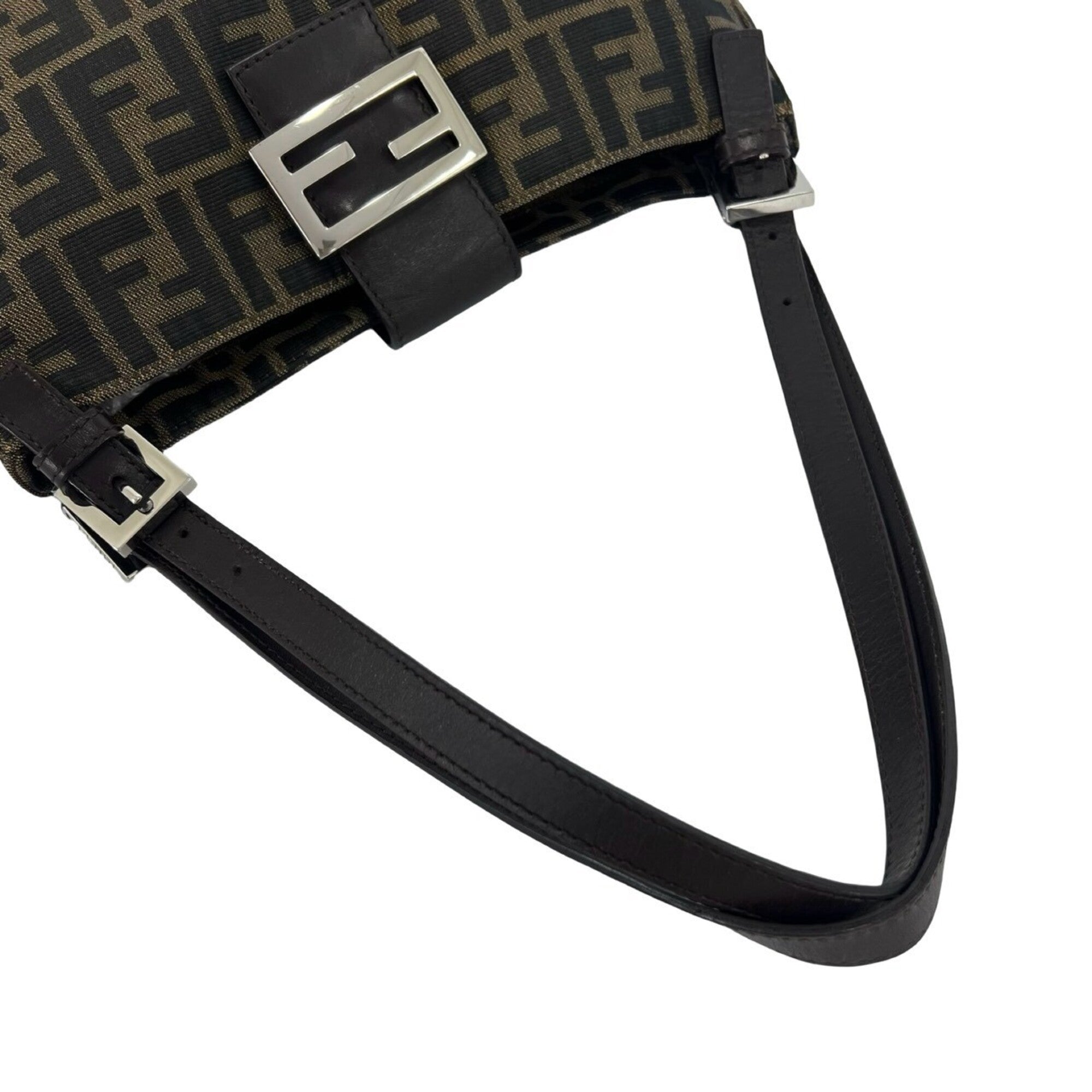 Fendi Brown Canvas Leather Handbag Shoulder Bag (Pre-Owned)
