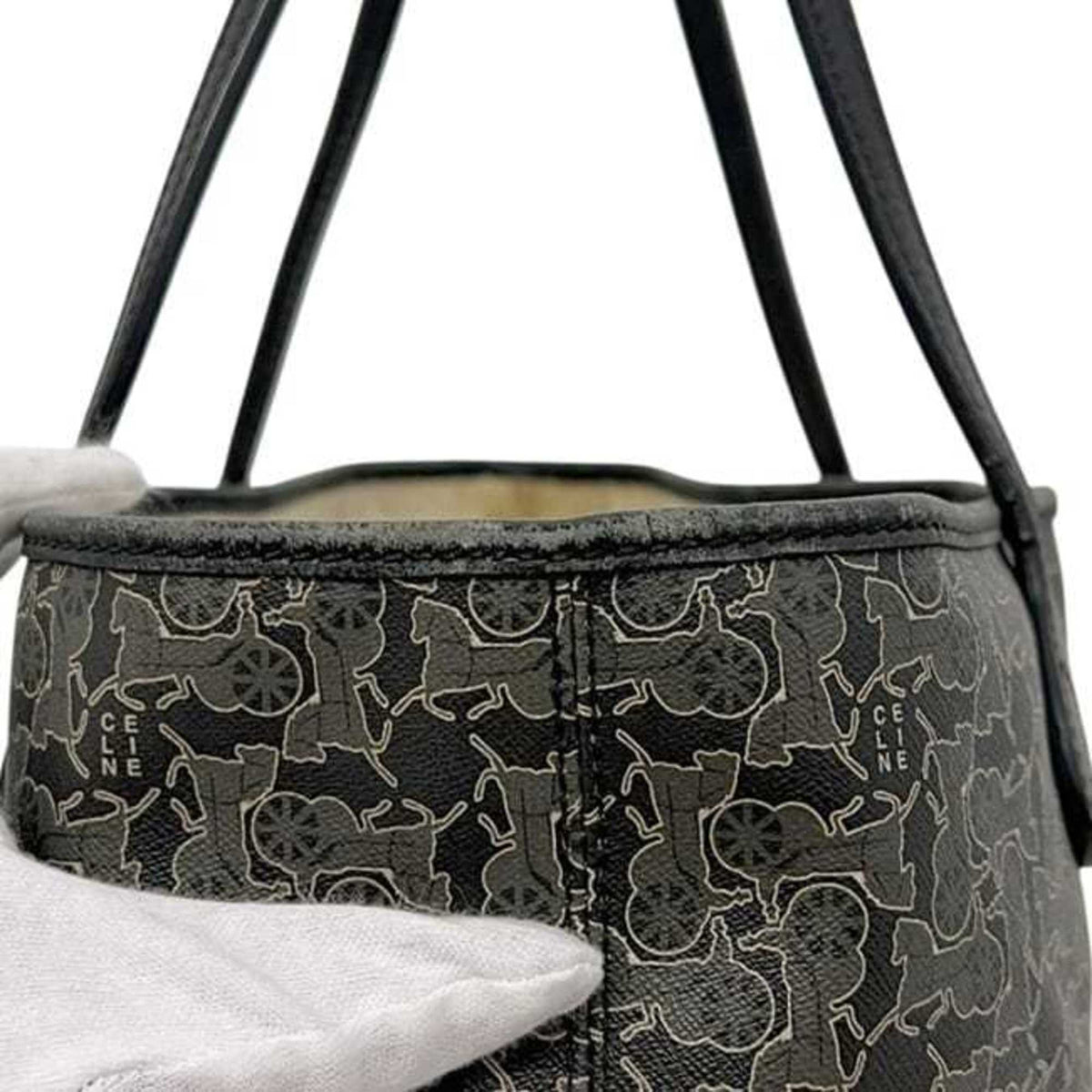 Celine Black Gray Pvc Leather Tote Bag (Pre-Owned)