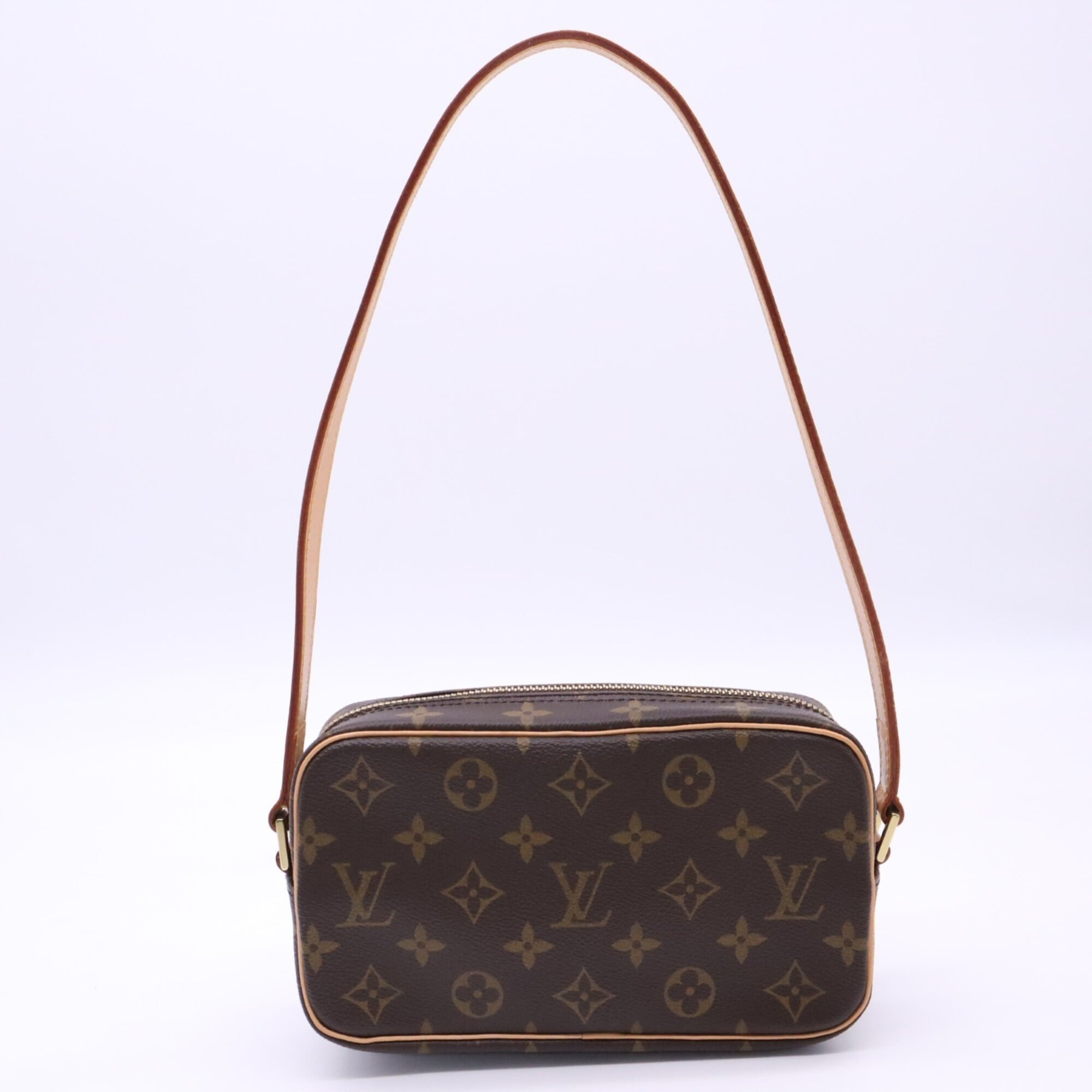 Louis Vuitton Beige Brown Coated Canvas Leather Pochette Shoulder Bag (Pre-Owned)
