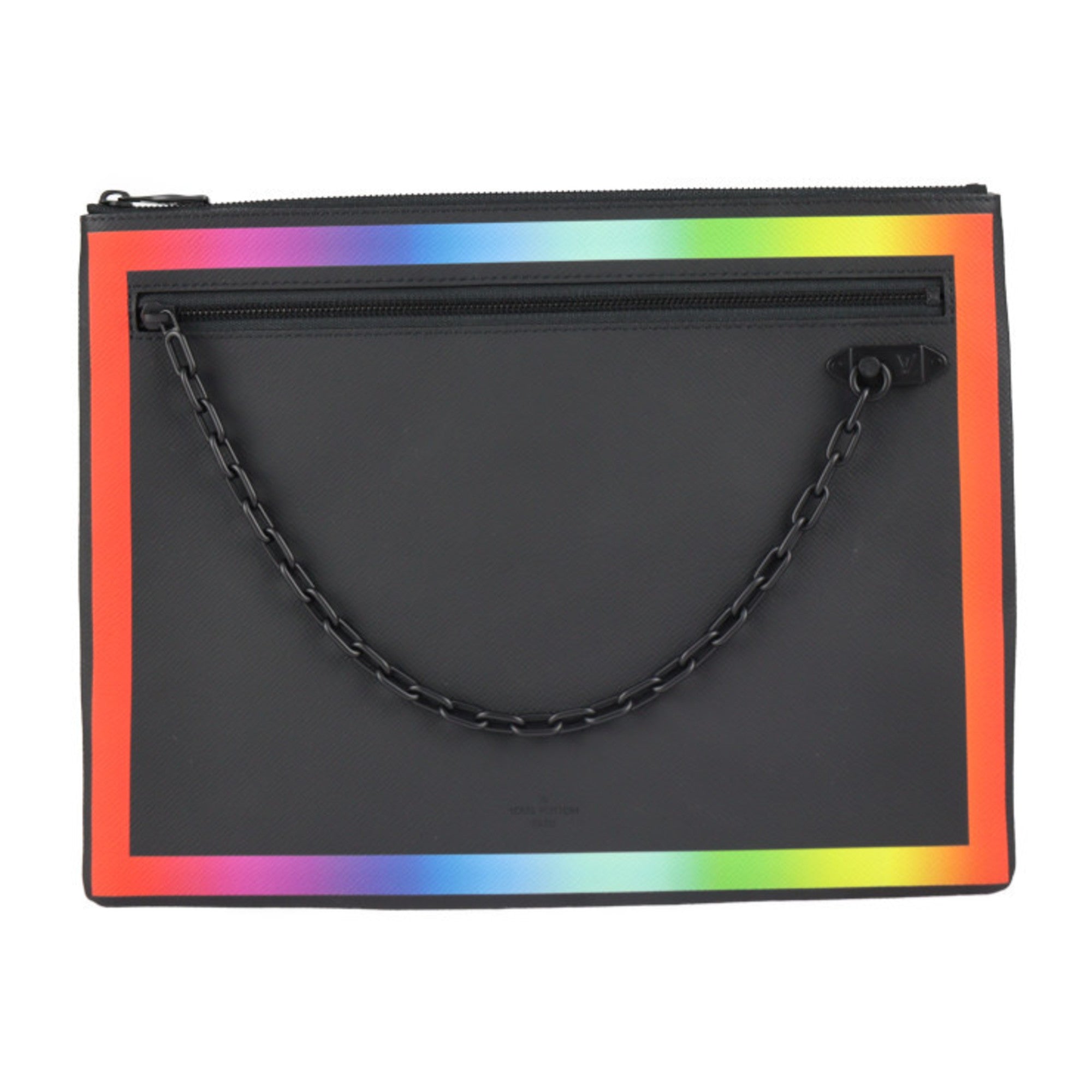 Louis Vuitton Black Multi-Color Taiga Leather Clutch Bag Handbag (Pre-Owned)