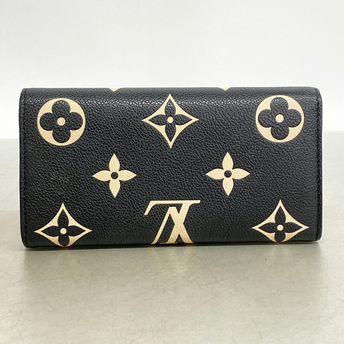 Louis Vuitton Beige Black Long Wallet (Bi-Fold) (Pre-Owned)