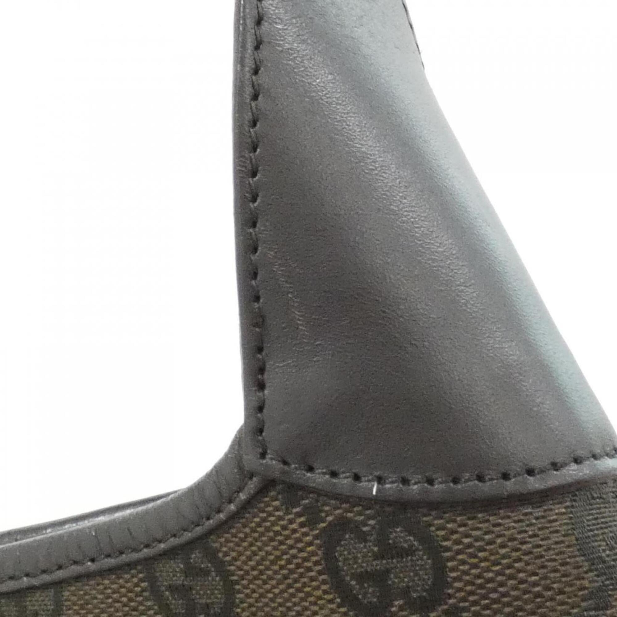 Gucci Dark Brown Gg Canvas Leather Shoulder Bag (Pre-Owned)