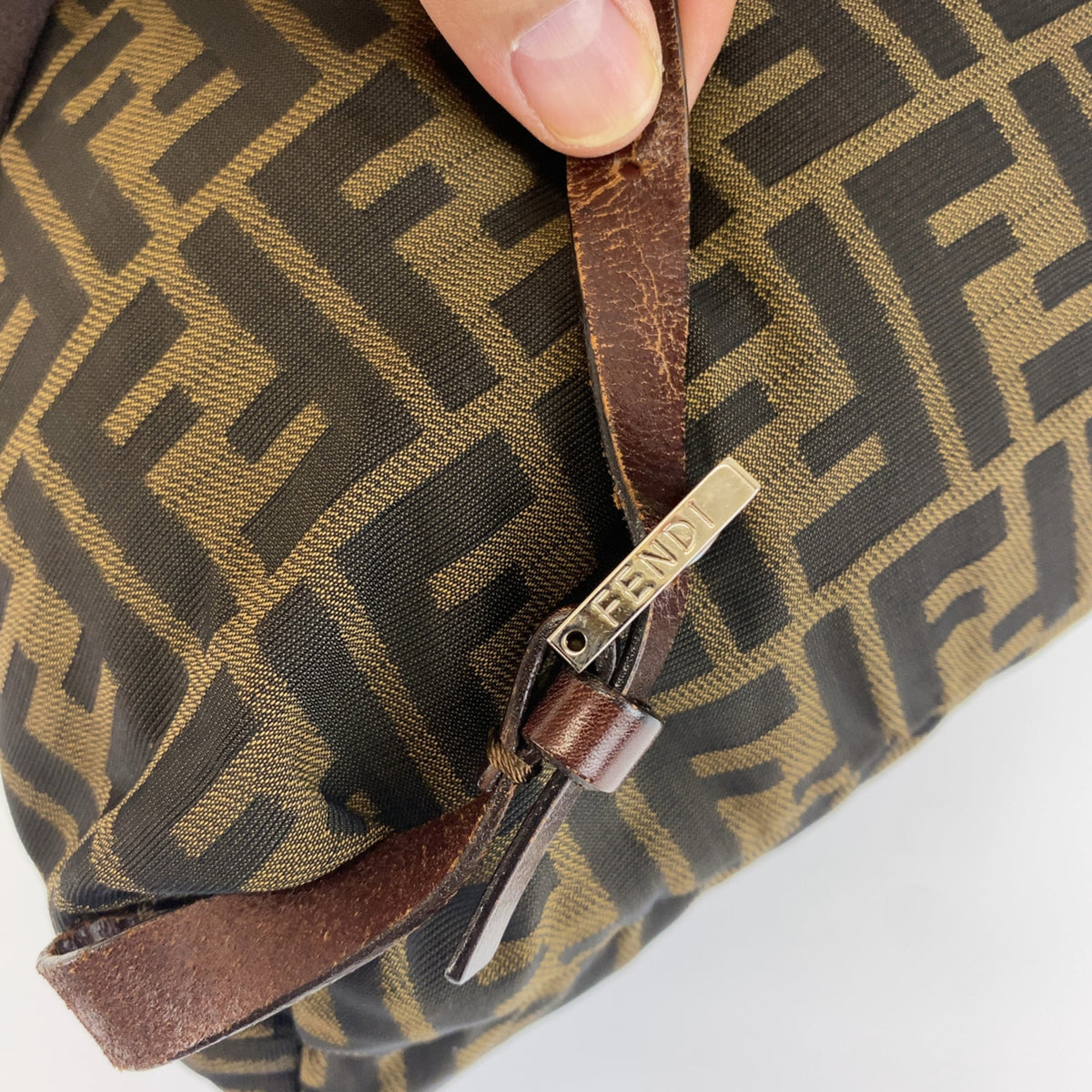 Fendi Black Brown Nylon Leather Backpack (Pre-Owned)