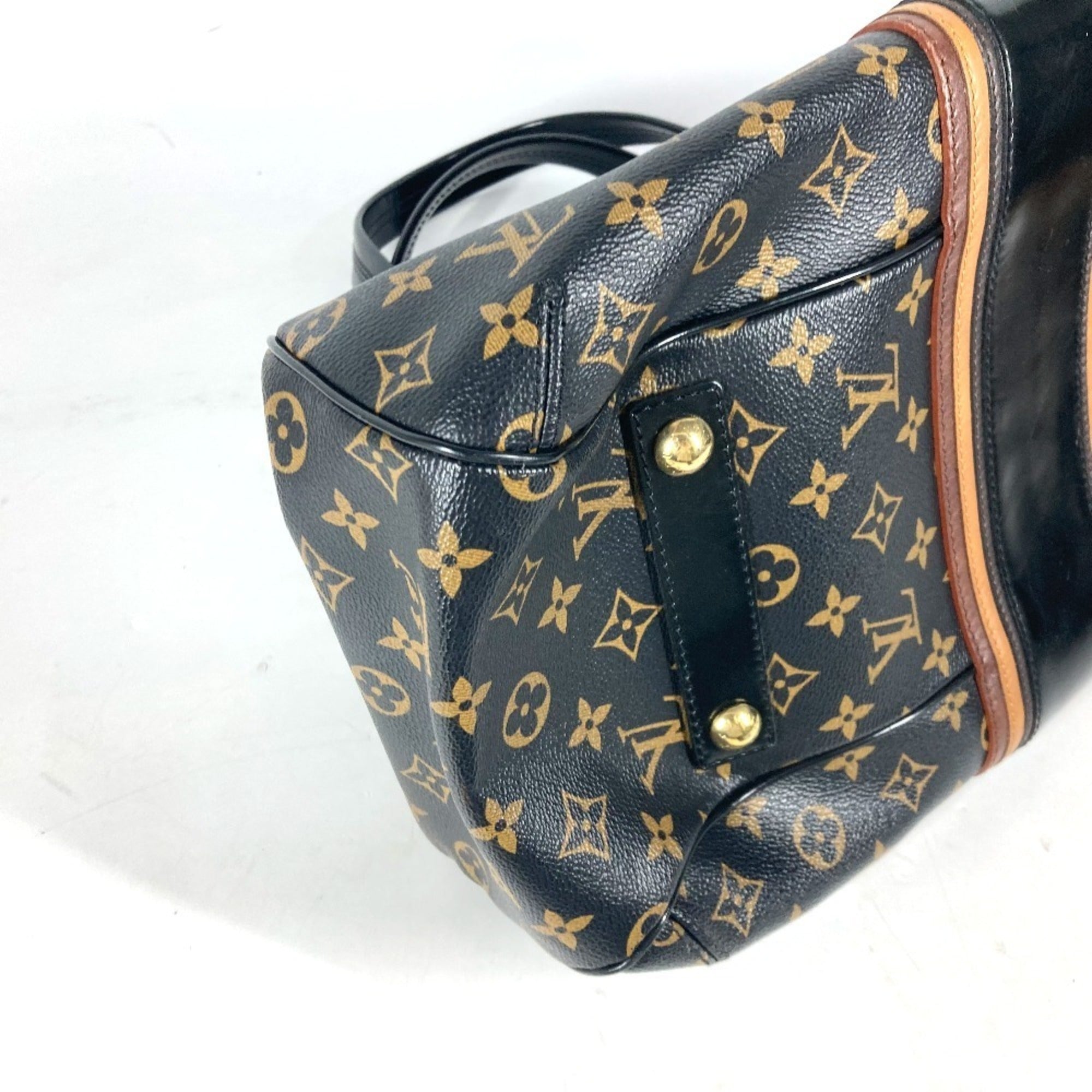 Louis Vuitton Black Brown Canvas Boston Bag Shoulder Bag (Pre-Owned)