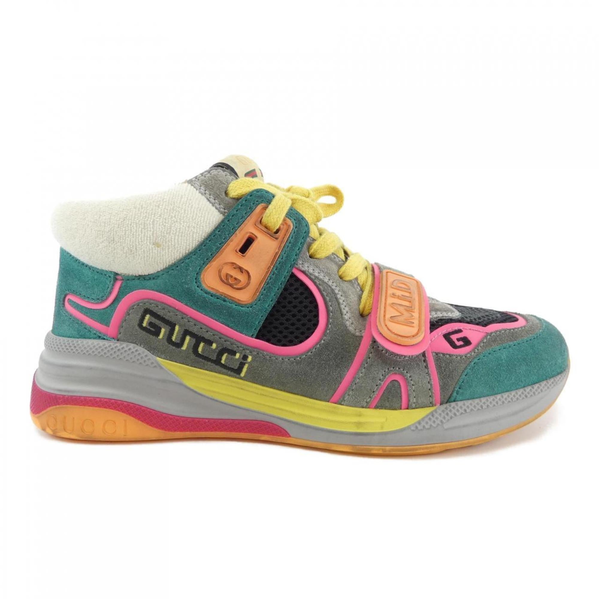 Gucci Gray Green Pink Yellow Sneakers (Pre-Owned)