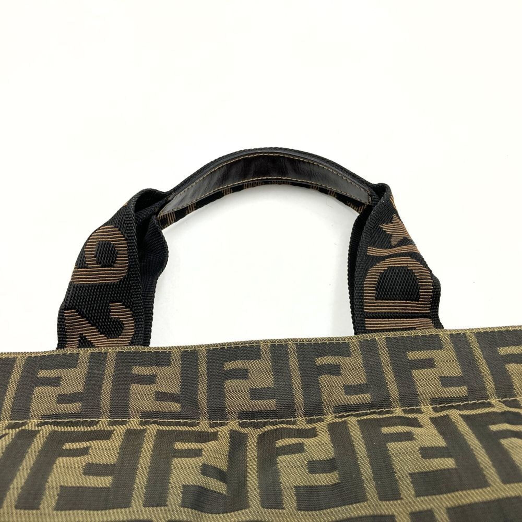 Fendi Brown Zucca Handbag Tote Bag (Pre-Owned)
