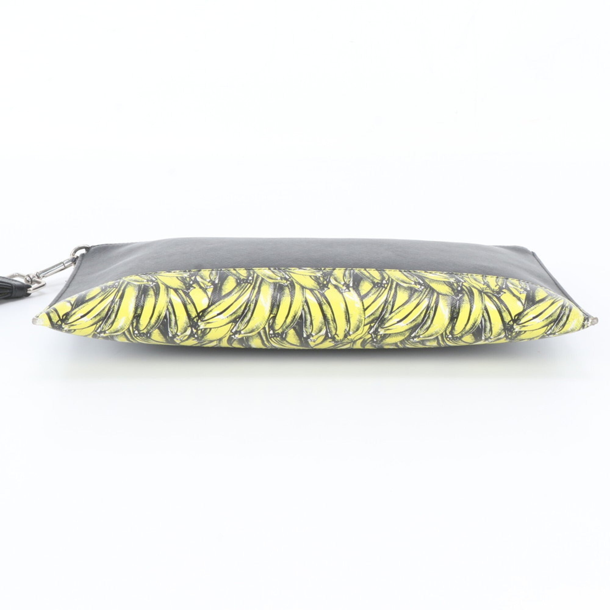 Prada Black Yellow Leather Clutch Bag Pouch (Pre-Owned)