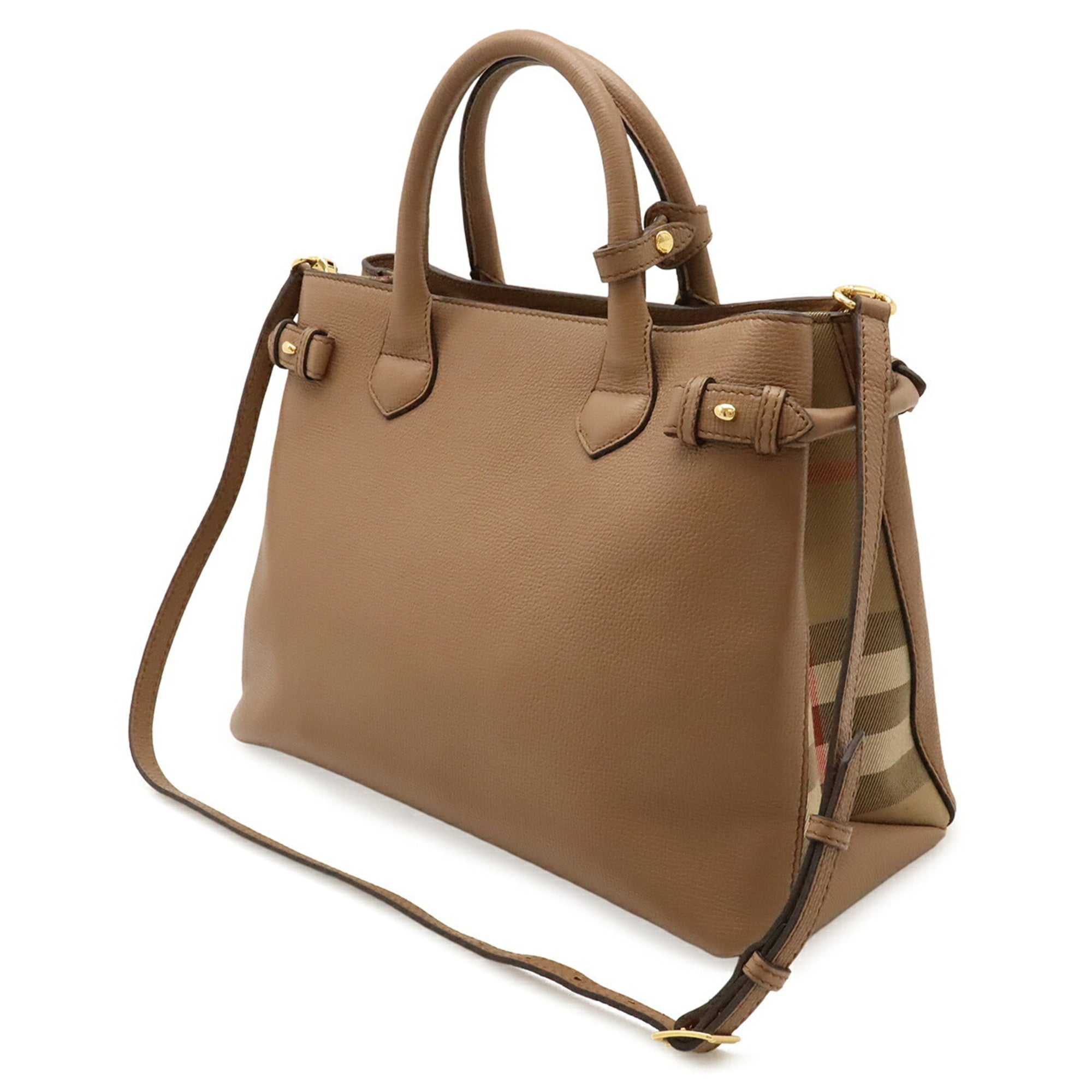 Burberry Beige Brown Leather Handbag Shoulder Bag (Pre-Owned)