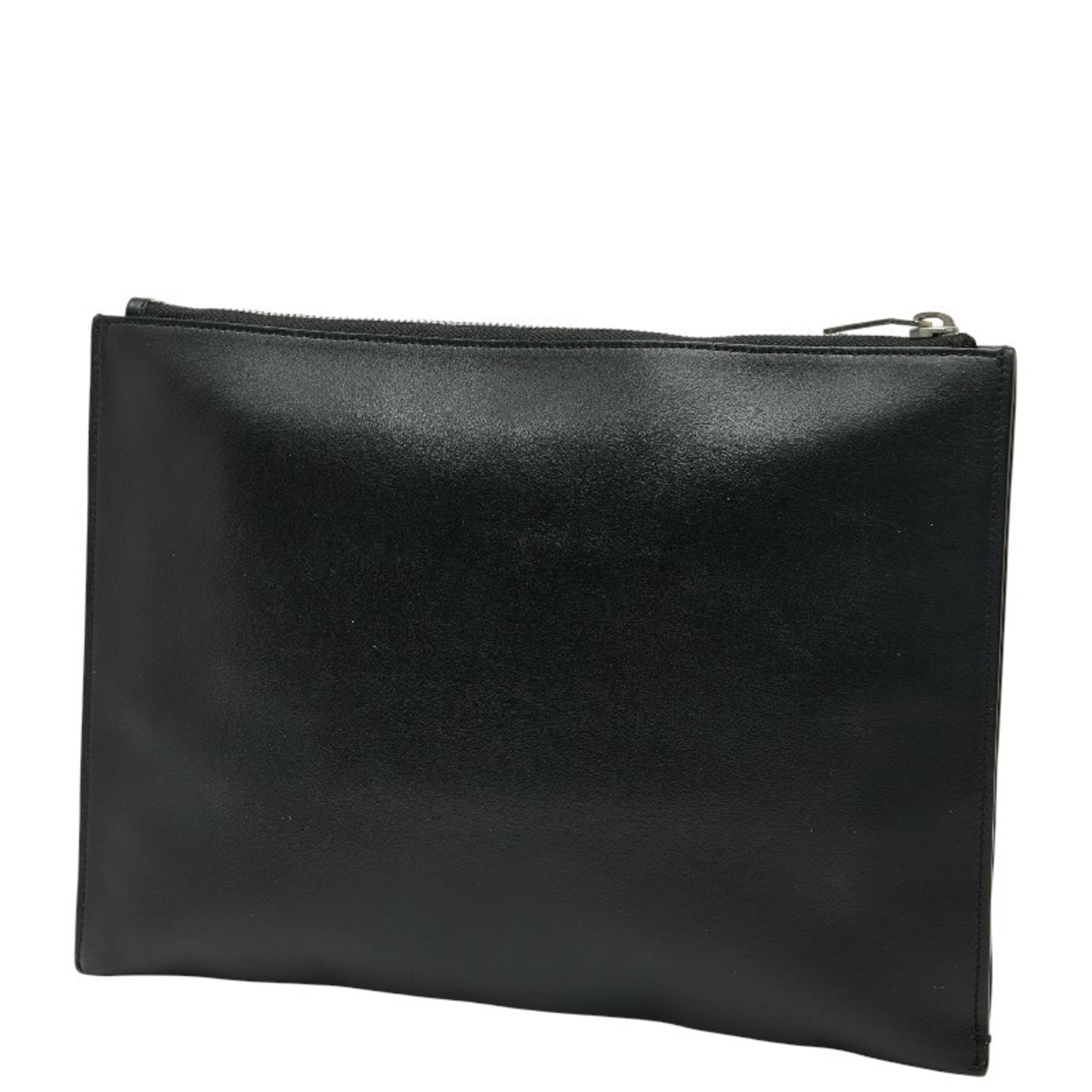 Saint Laurent Black White Leather Clutch Bag (Pre-Owned)