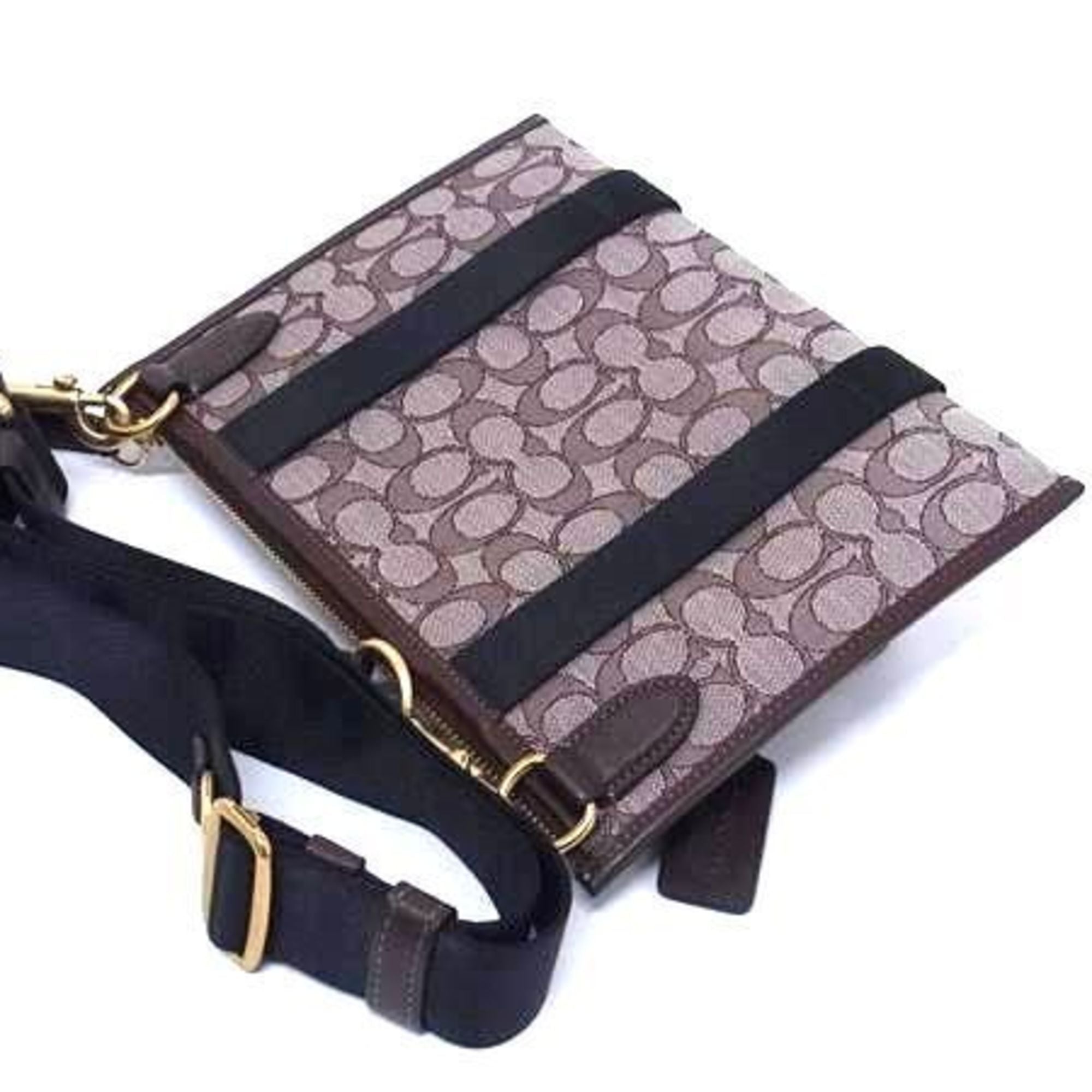 Coach Brown Jacquard Leather Shoulder Bag (Pre-Owned)