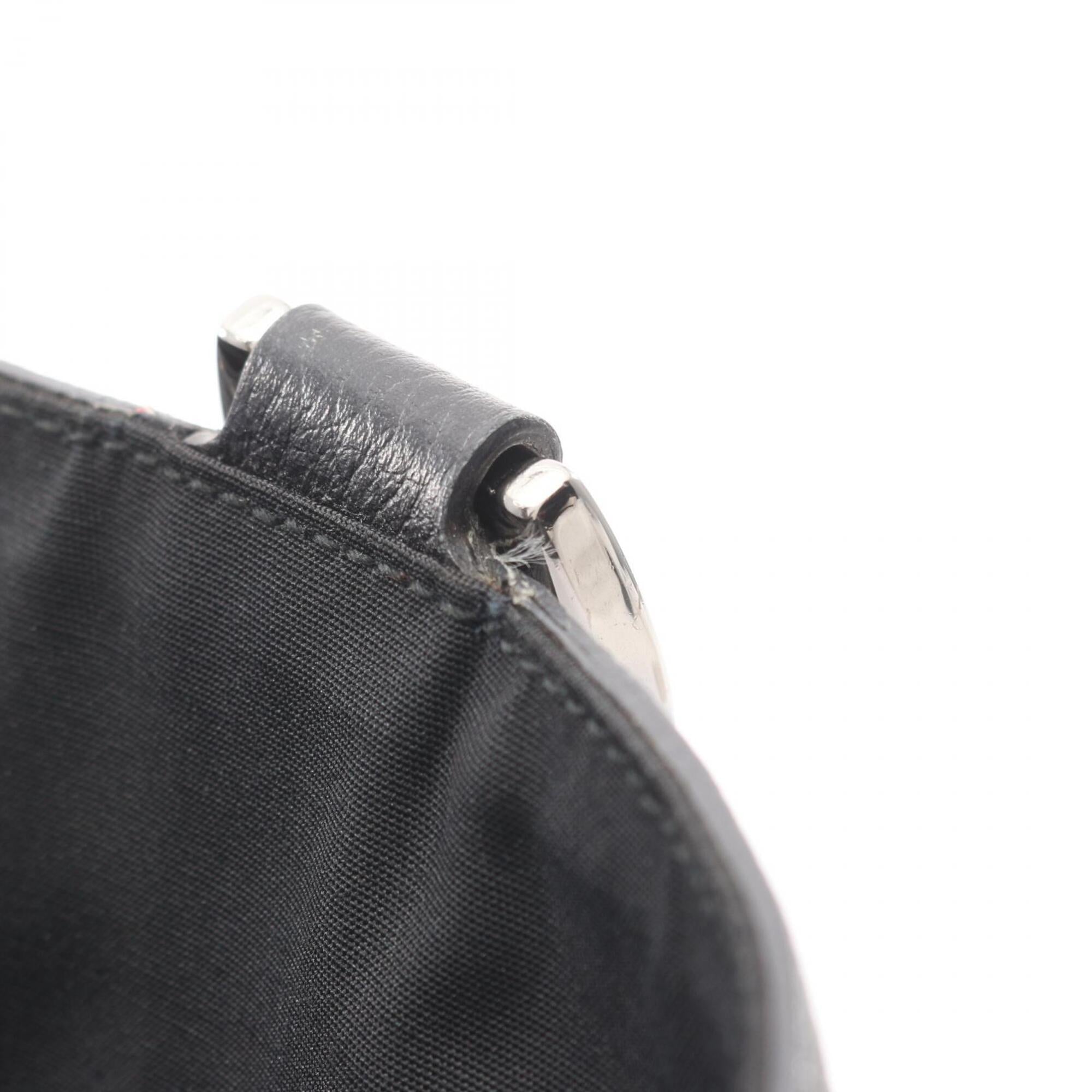 Gucci Black Nylon Leather Handbag Tote Bag (Pre-Owned)