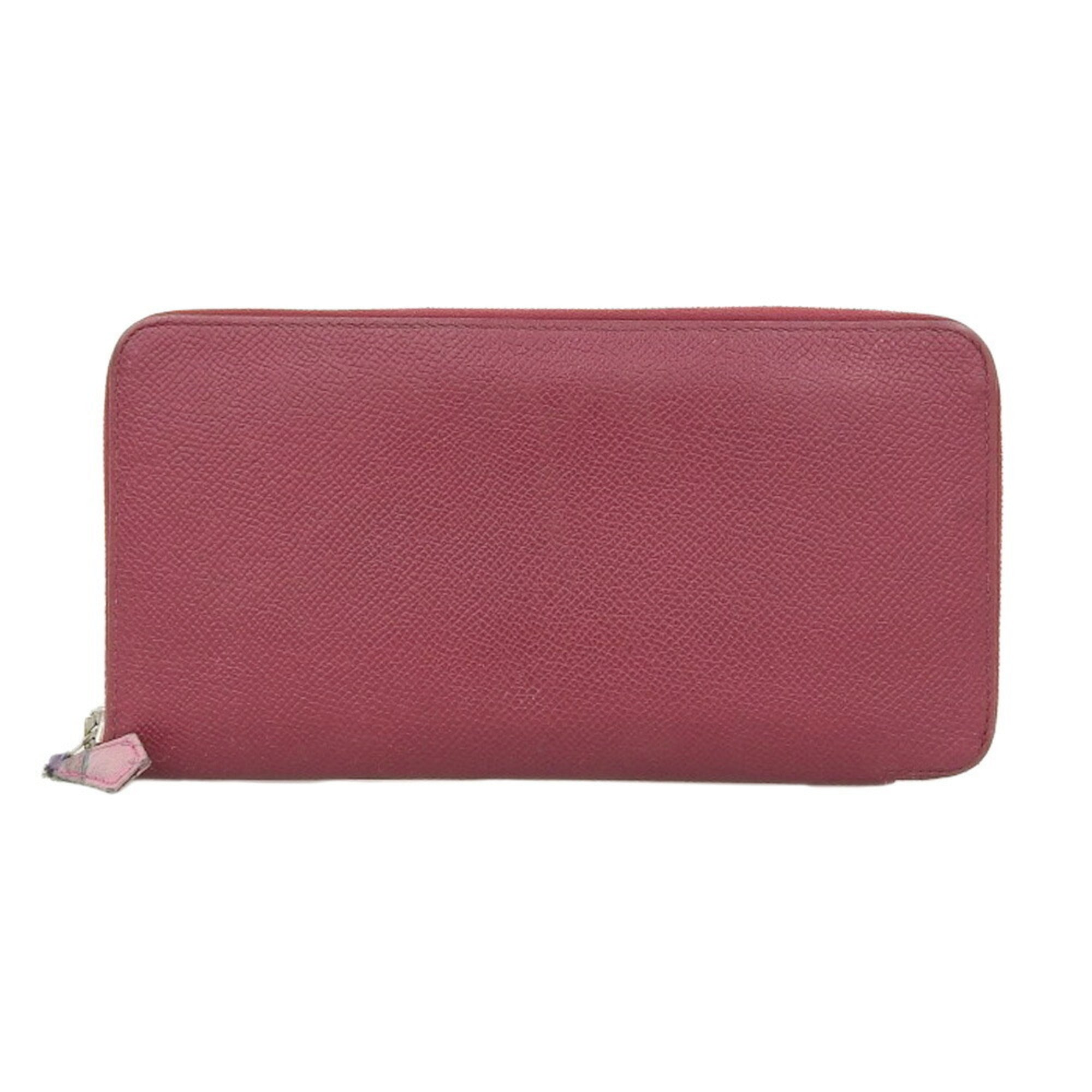 Hermes Silk'in Red Color Rouge H Courchevel Leather Long Wallet (Bi-Fold) (Pre-Owned)