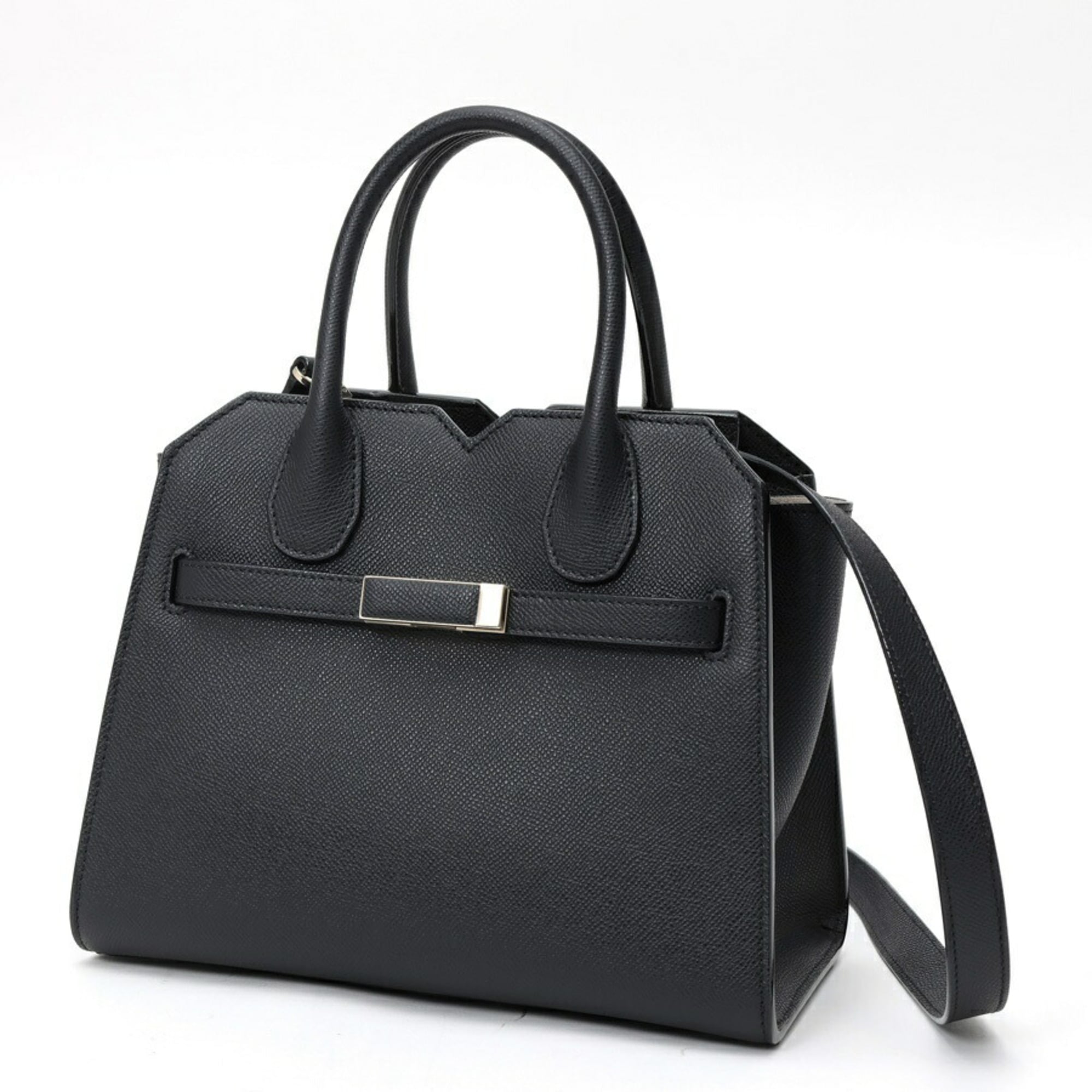 Valextra Black Leather Shoulder Bag (Pre-Owned)