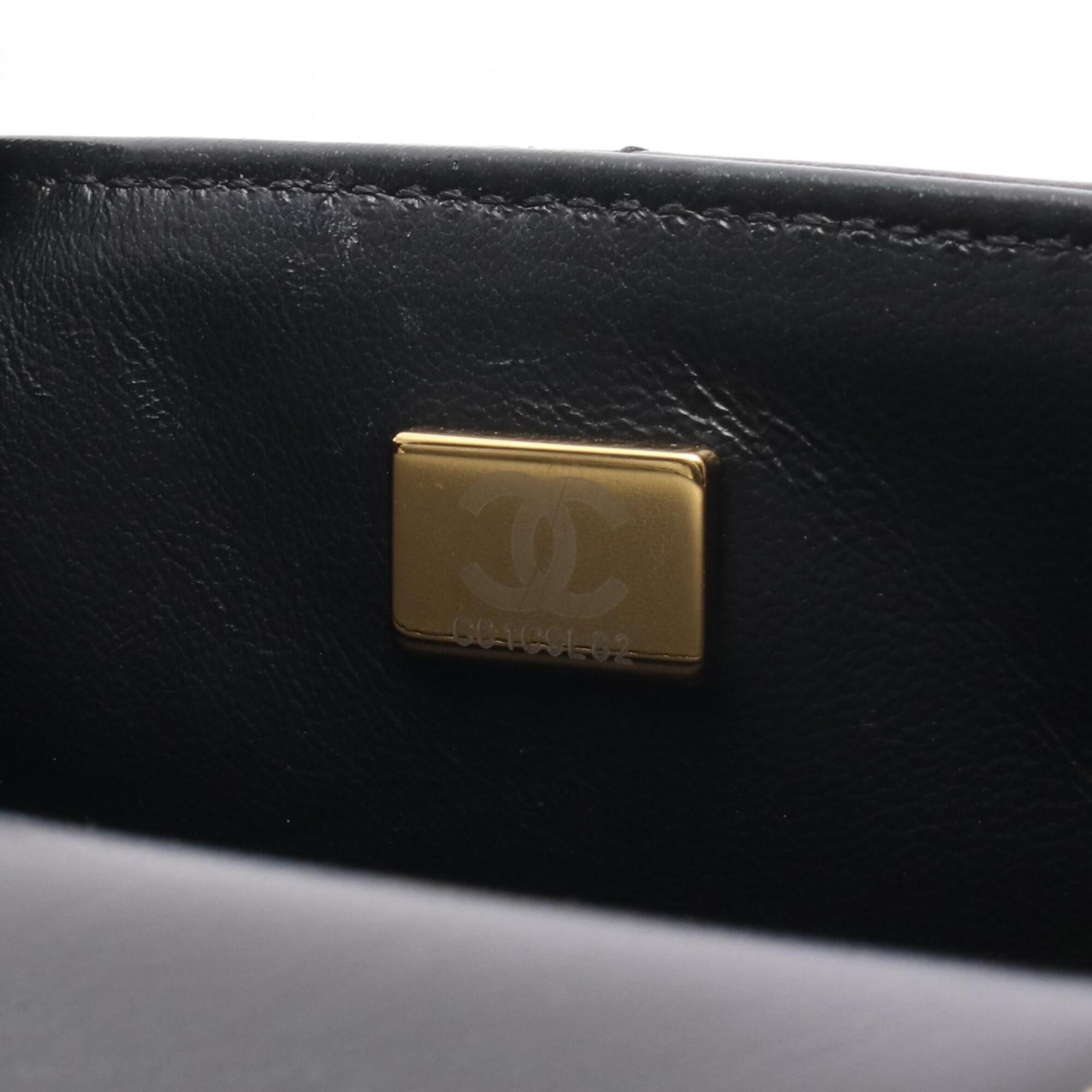 Chanel Black Leather Handbag Shoulder Bag (Pre-Owned)