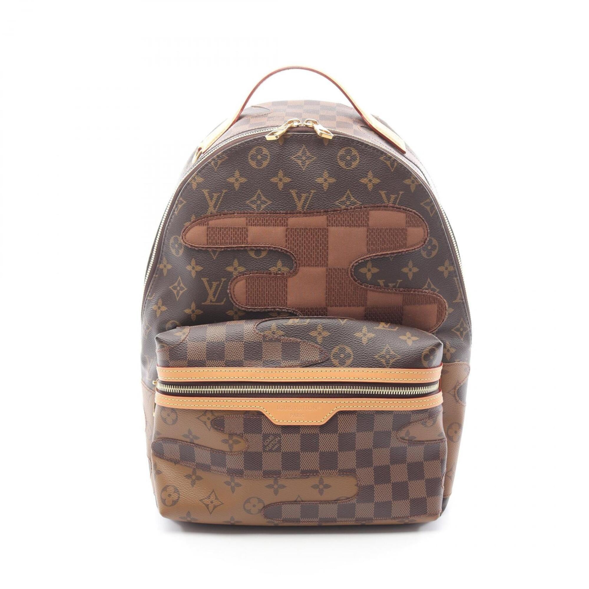 Louis Vuitton Brown Coated Canvas Leather Backpack (Pre-Owned)