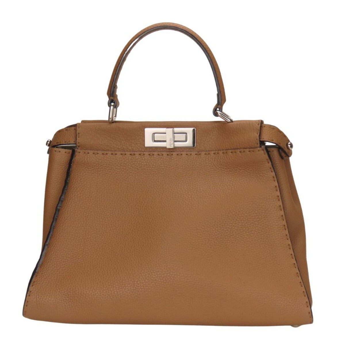 Fendi Brown Leather Handbag Shoulder Bag (Pre-Owned)