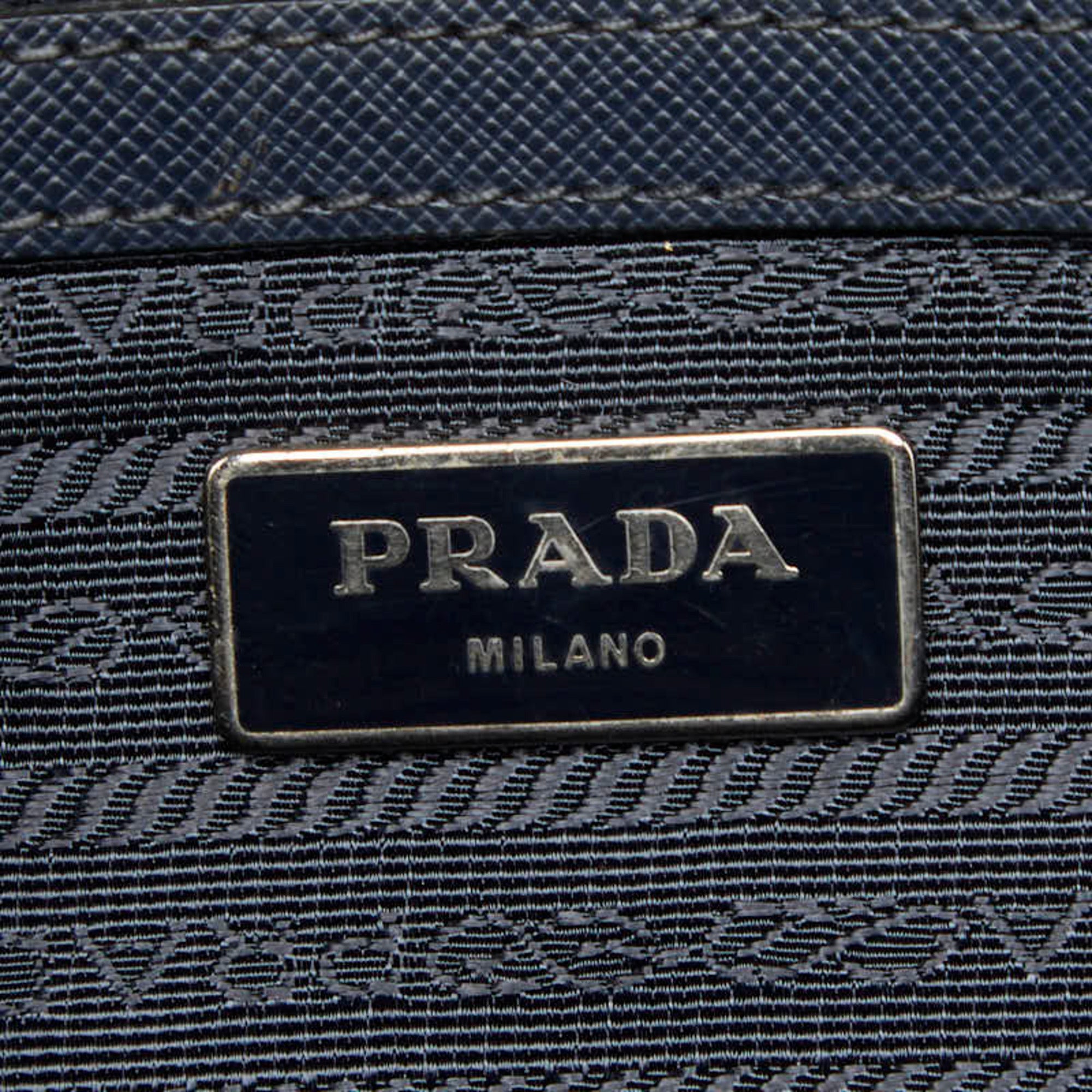 Prada Navy Leather Briefcase (Pre-Owned)