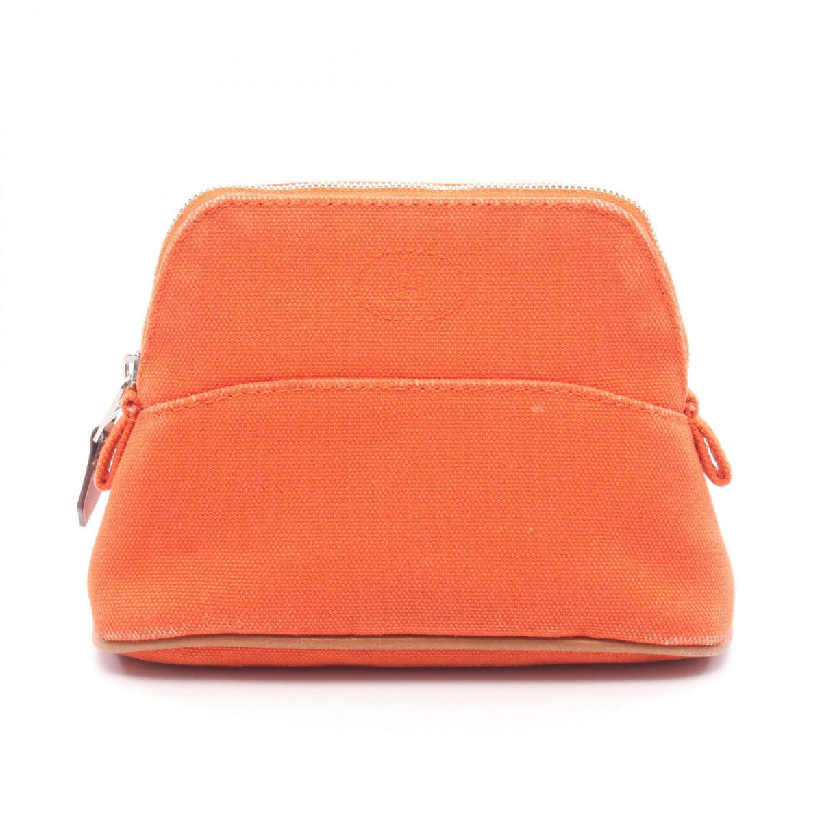 Hermes Brown Orange Canvas Leather Handbag Pouch (Pre-Owned)