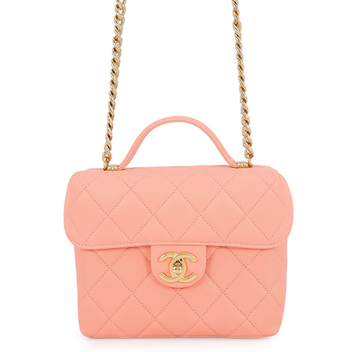 Chanel Matelasse Salmon Pink Grained Calfskin Handbag Shoulder Bag (Pre-Owned)