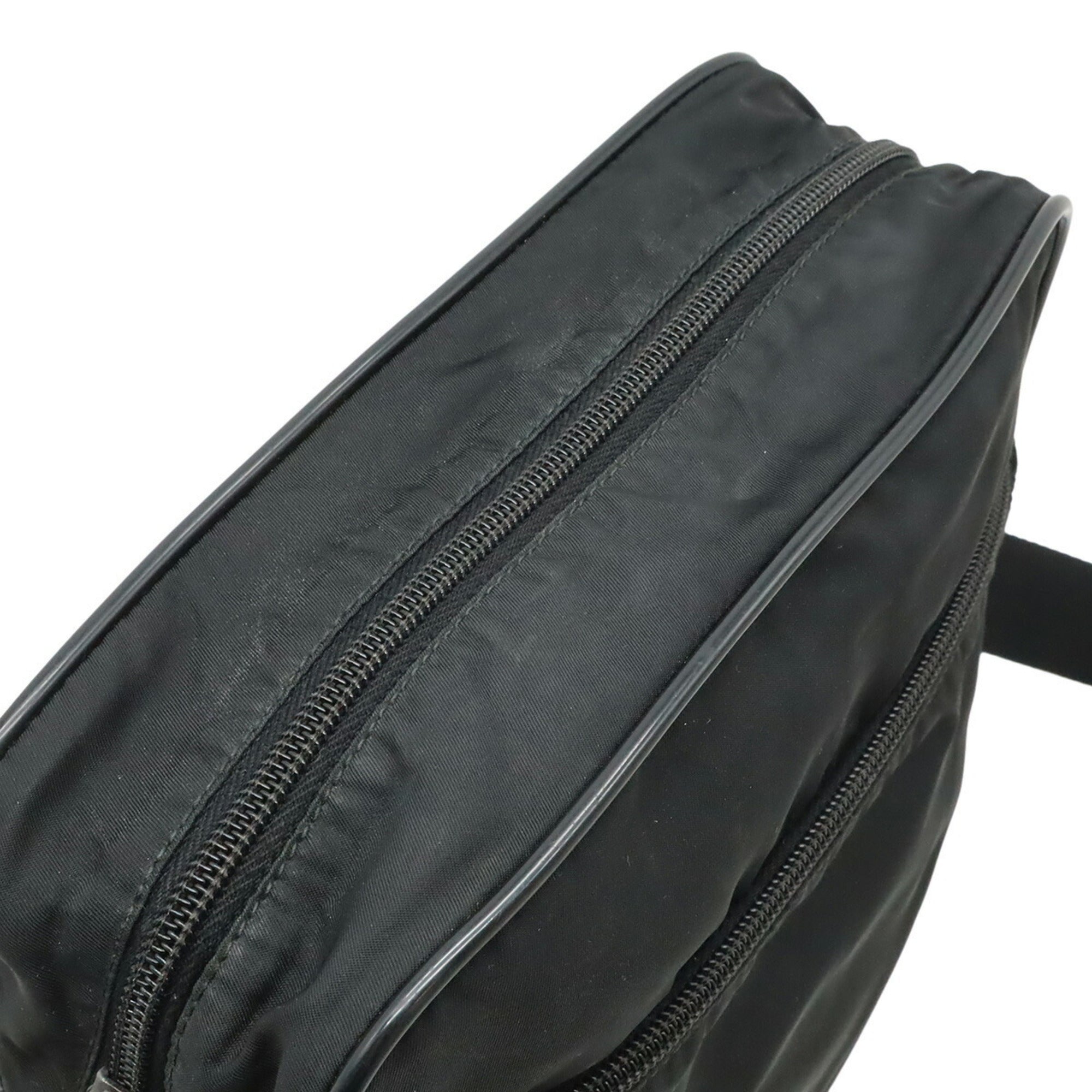 Prada Black Nero Nylon Leather Messenger Bag Shoulder Bag (Pre-Owned)