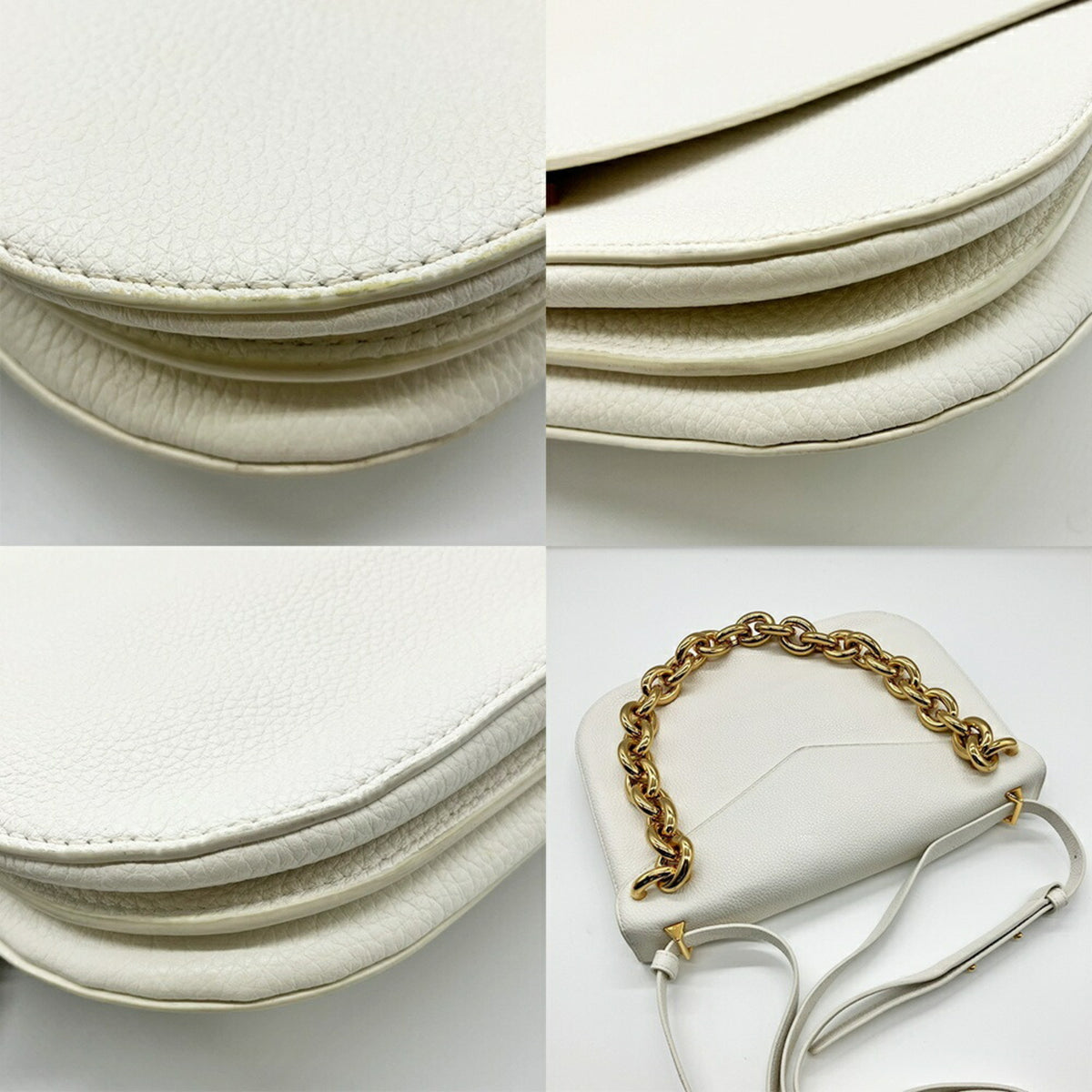 Bottega Veneta White Leather Handbag Shoulder Bag (Pre-Owned)
