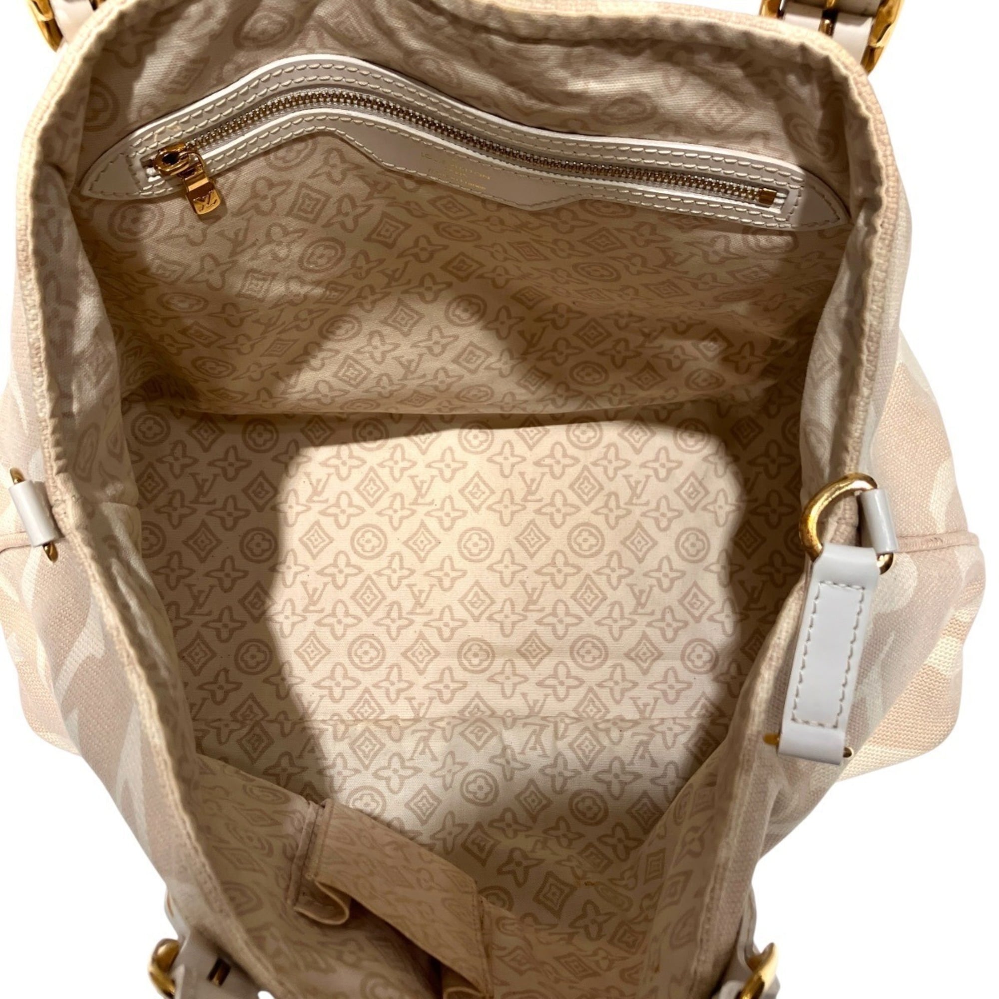 Louis Vuitton Beige Canvas Leather Tote Bag (Pre-Owned)
