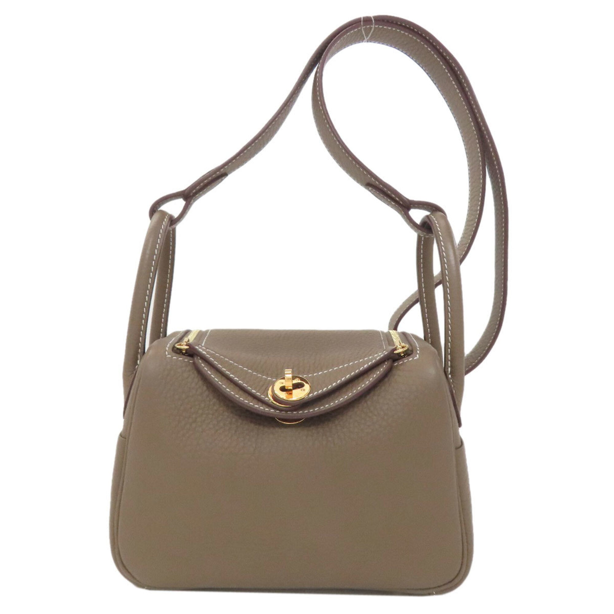 Hermes Lindy Etoupe Gray Taurillon Clemence Leather Handbag (Pre-Owned)