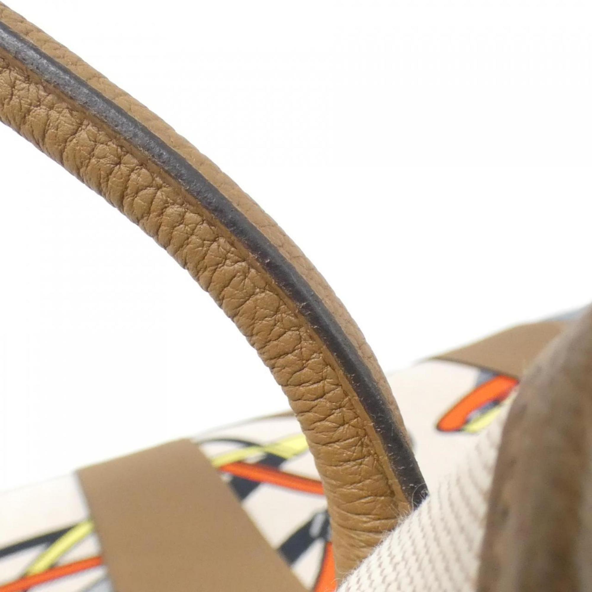 Hermes Beige Multi-Color Toile H Negonda Leather Handbag (Pre-Owned)