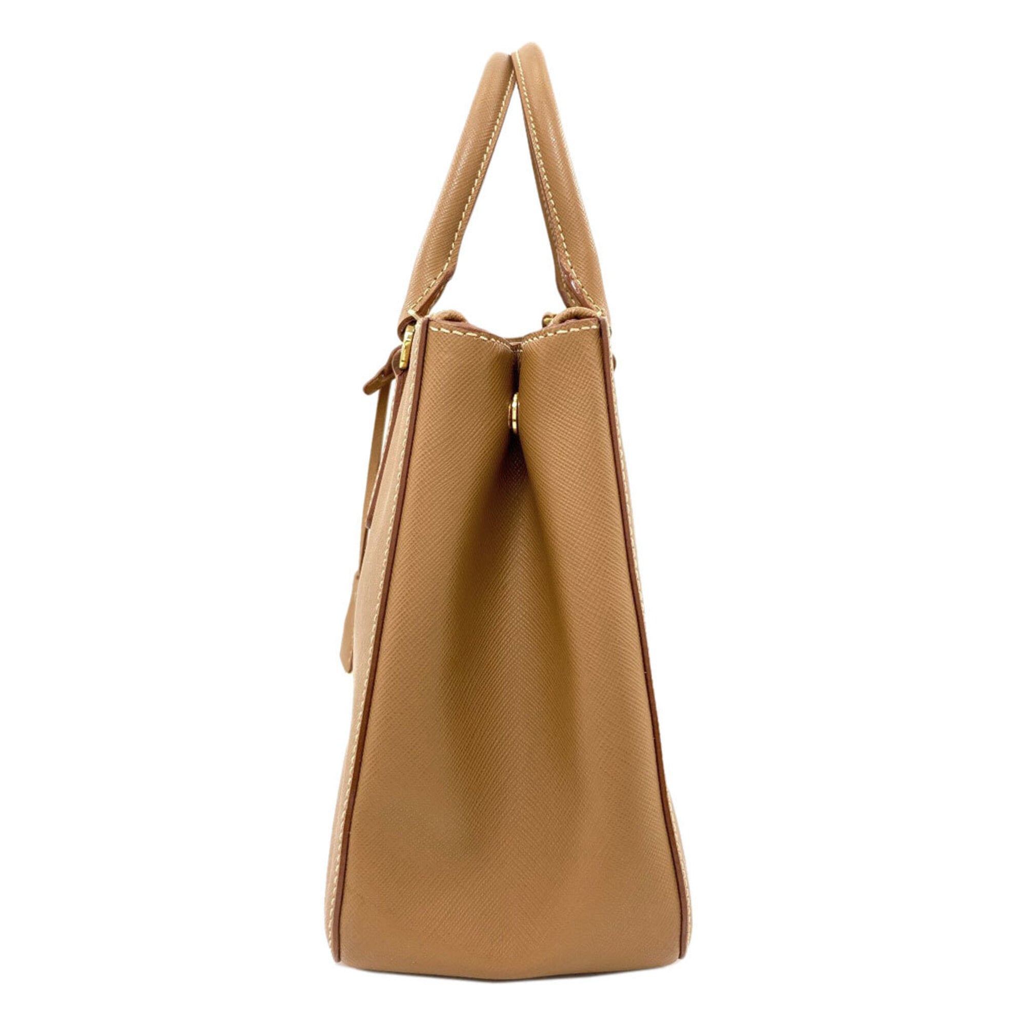 Prada Brown Saffiano Triangle Handbag (Pre-Owned)