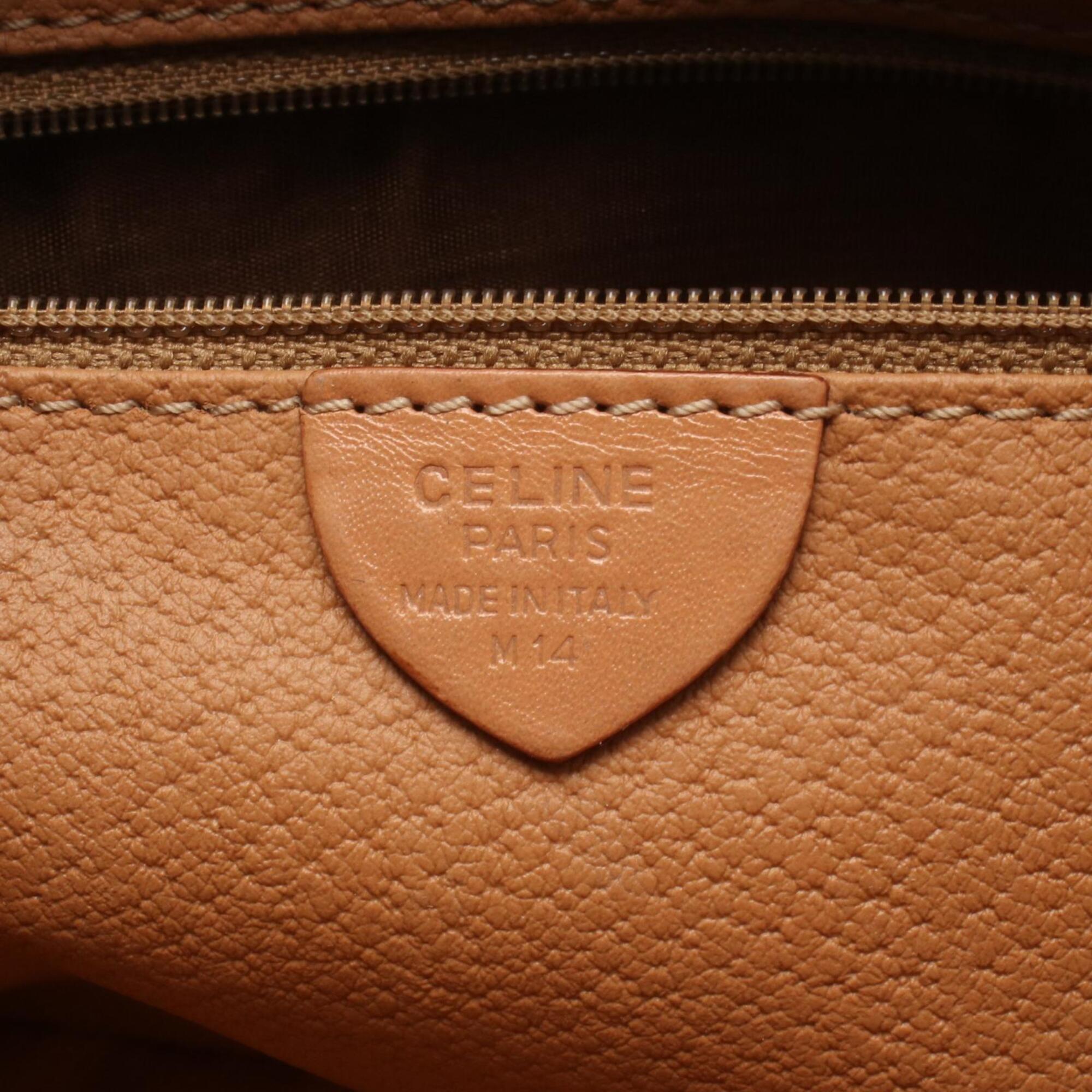 Celine Brown Coated Canvas Leather Handbag Shoulder Bag (Pre-Owned)