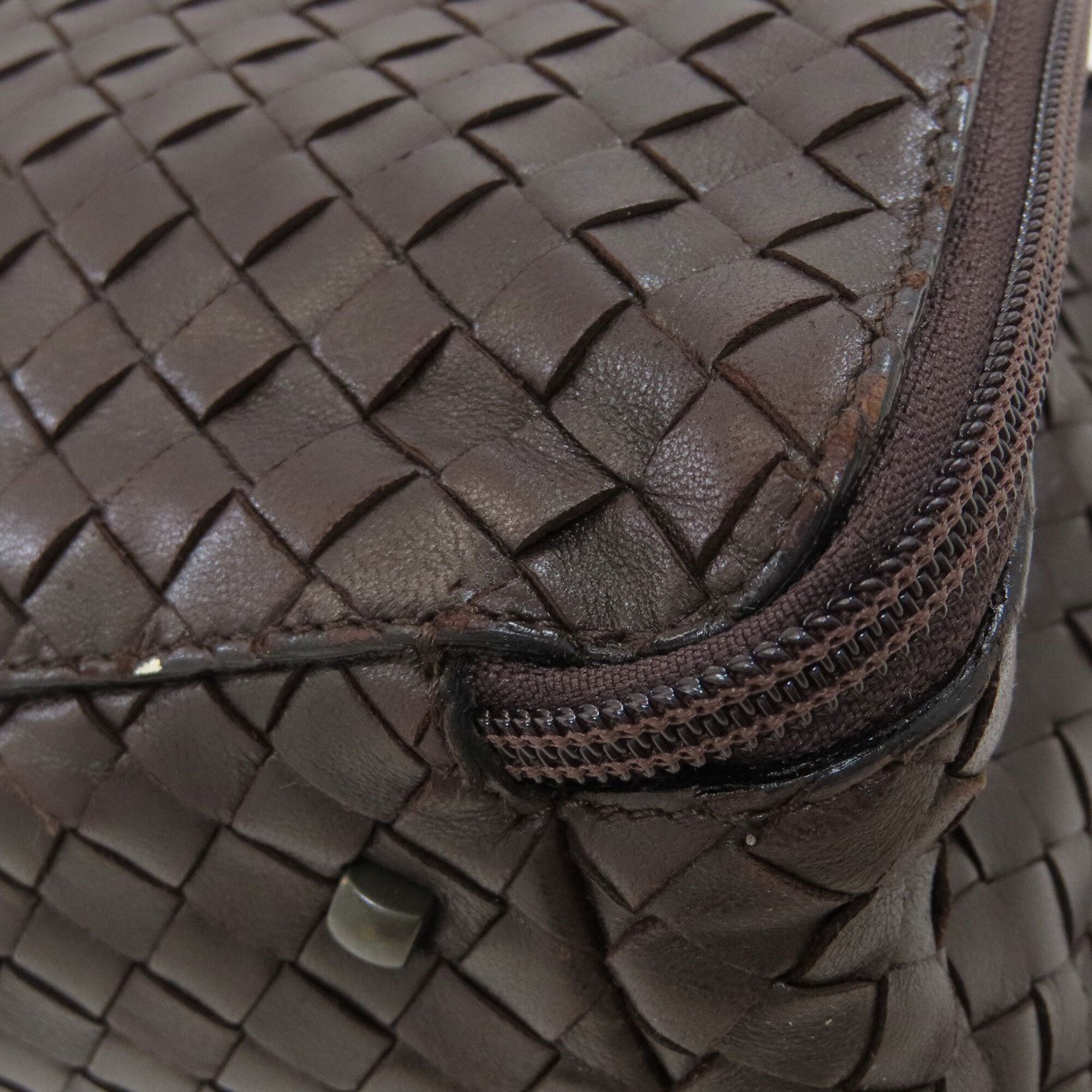 Bottega Veneta Intrecciato Dark Brown Leather Handbag (Pre-Owned)