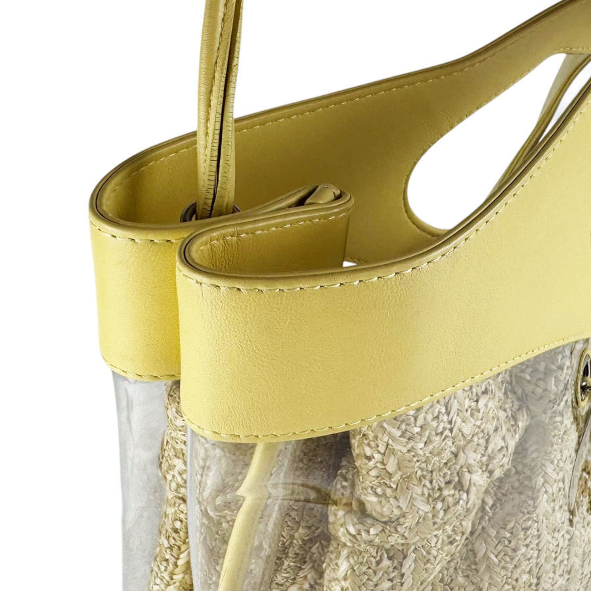 Chanel Yellow Leather Vinyl Handbag Shoulder Bag (Pre-Owned)