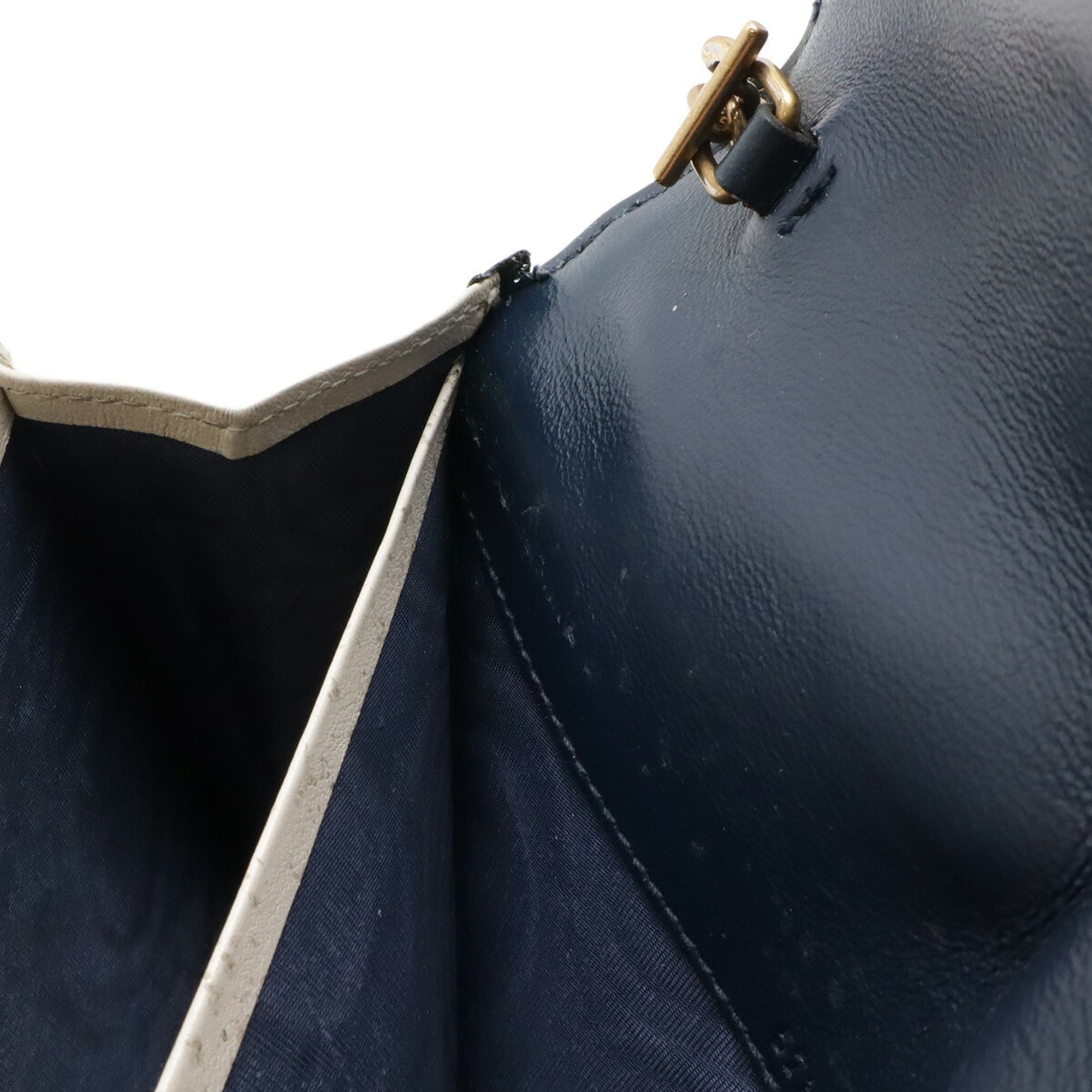 Gucci Gg Marmont Ivory Navy Leather Clutch Bag Pochette Shoulder Bag (Pre-Owned)