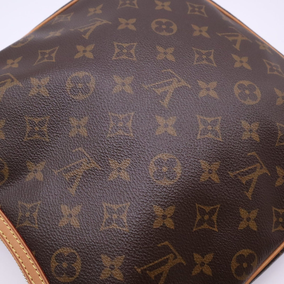 Louis Vuitton Beige Brown Coated Canvas Leather Shoulder Bag (Pre-Owned)
