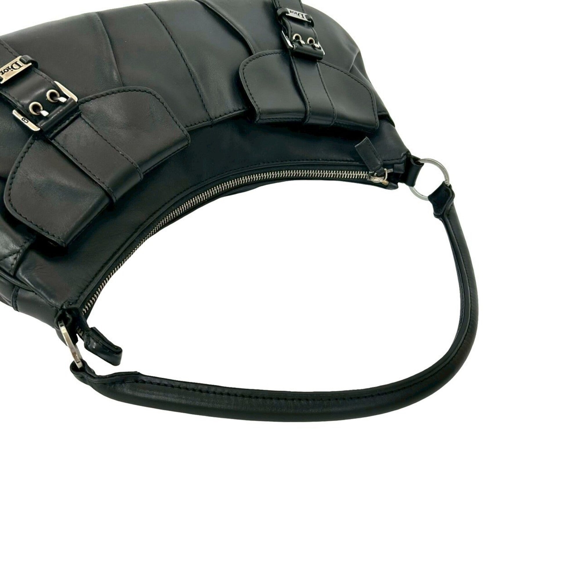 Christian Dior Black Leather Handbag Shoulder Bag (Pre-Owned)