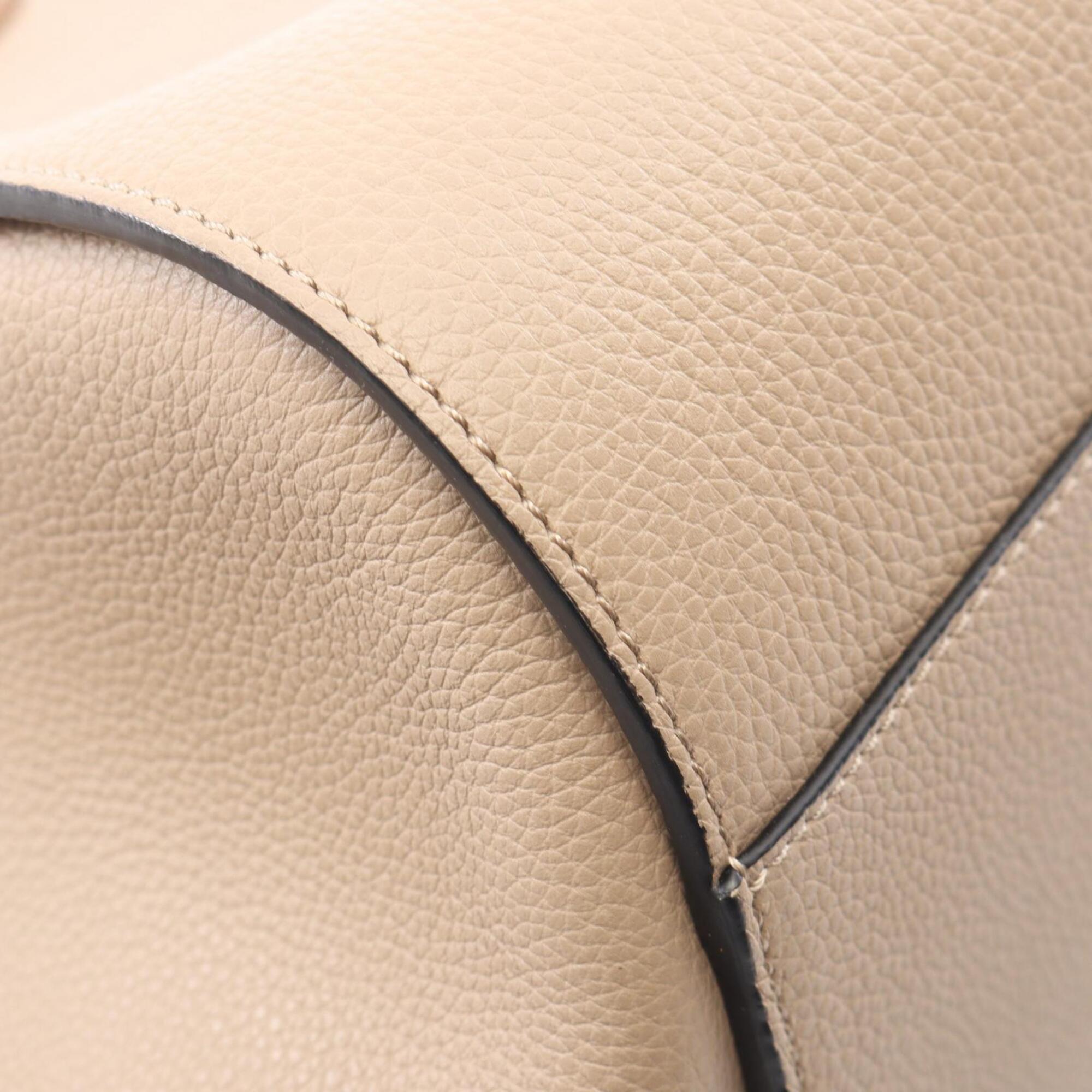 Loewe Beige Gray Leather Handbag (Pre-Owned)