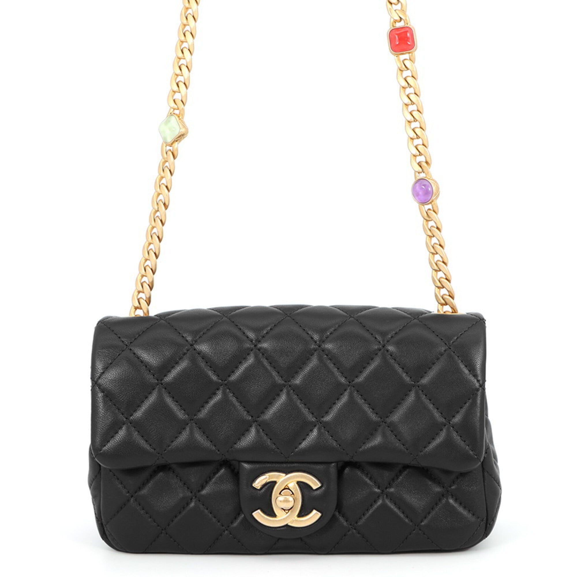 Chanel Black Leather Handbag Shoulder Bag (Pre-Owned)