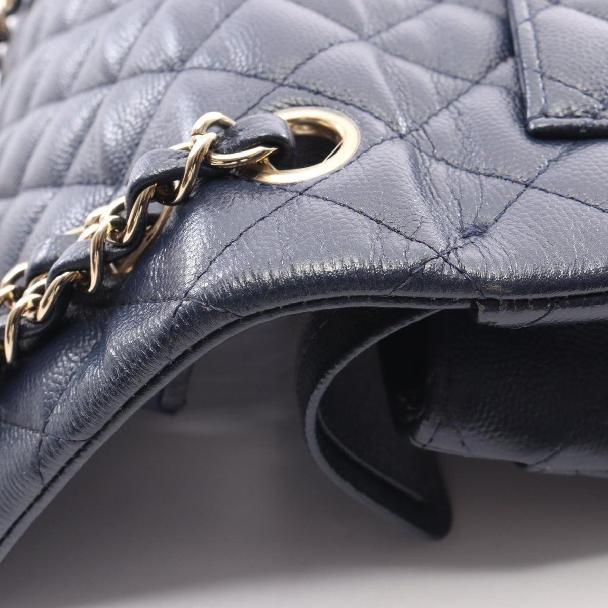 Chanel Navy Grained Calfskin Handbag Shoulder Bag (Pre-Owned)