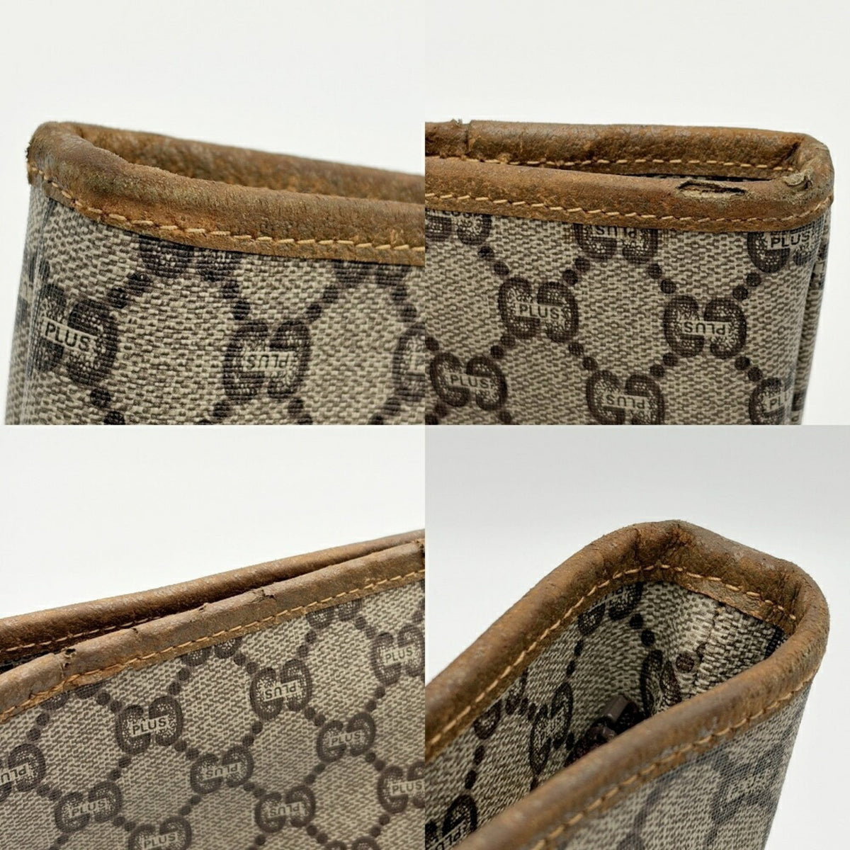 Gucci Beige Brown Green Red Color Pvc Leather Shoulder Bag Tote Bag (Pre-Owned)