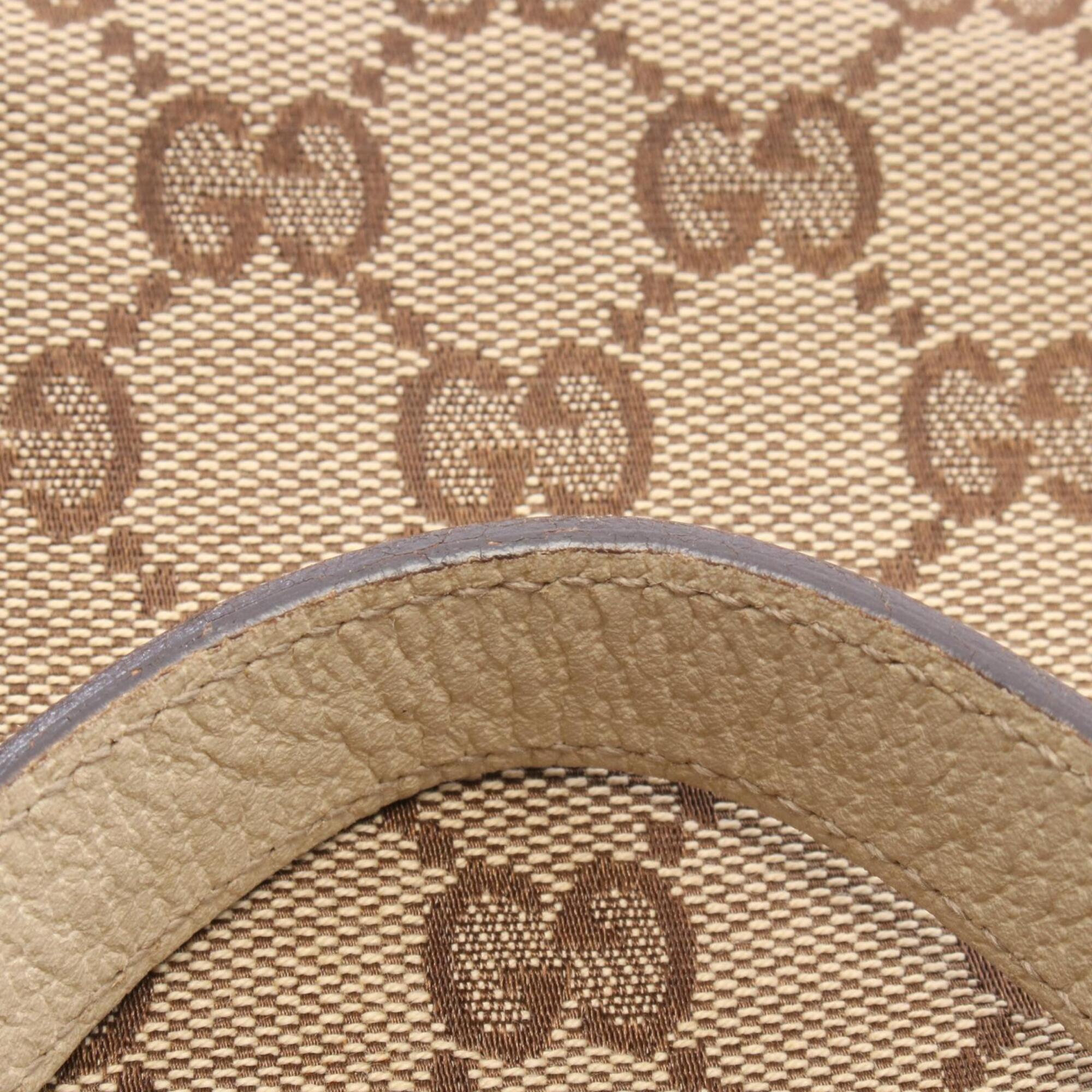 Gucci Abbey Beige Ivory Canvas Leather Handbag Tote Bag (Pre-Owned)