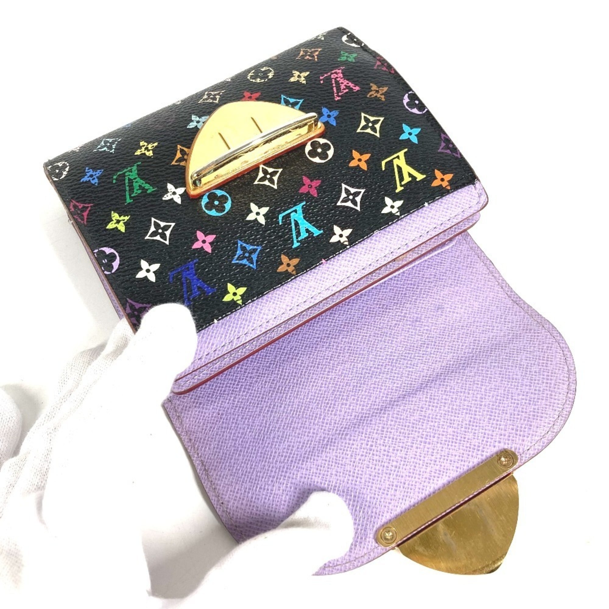 Louis Vuitton Black Multi-Color Purple Violet Monogram Multicolore Wallet (Tri-Fold) (Pre-Owned)
