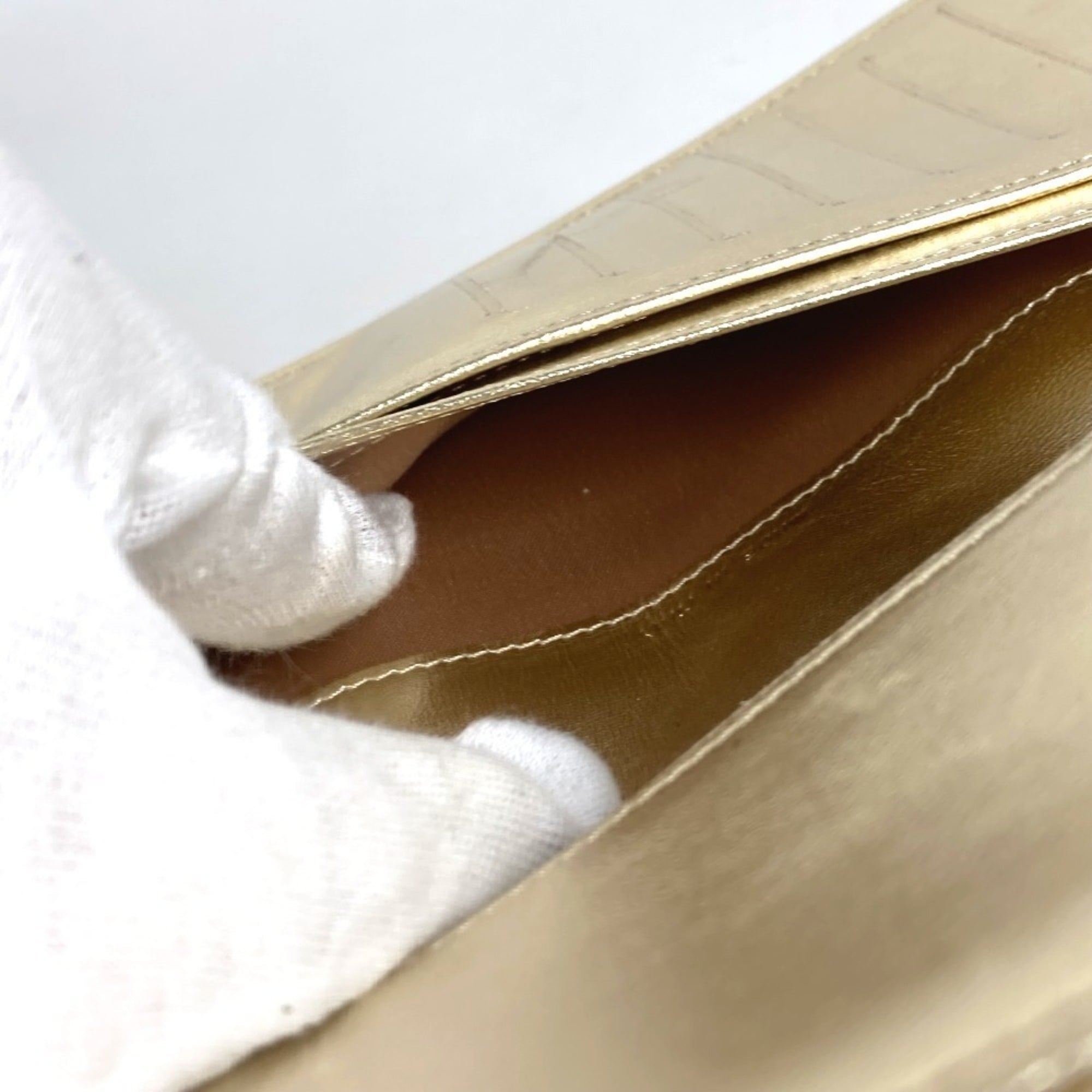 Chanel Gold Leather Long Wallet (Bi-Fold) (Pre-Owned)