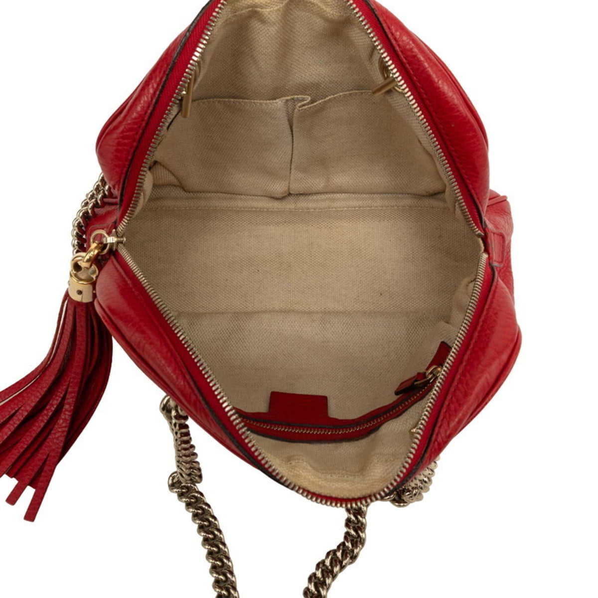 Gucci Red Color Leather Shoulder Bag (Pre-Owned)
