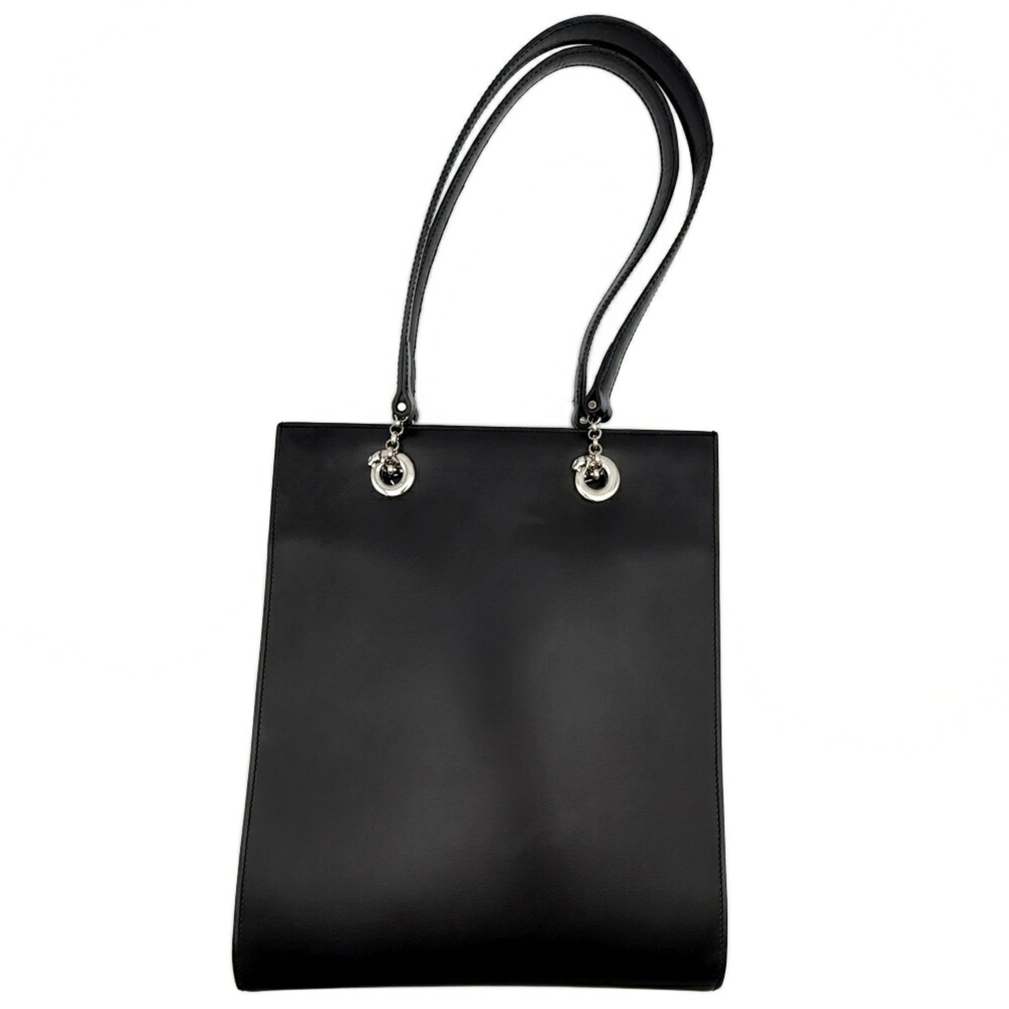 Cartier Panthère Black Leather Shoulder Bag Tote Bag (Pre-Owned)