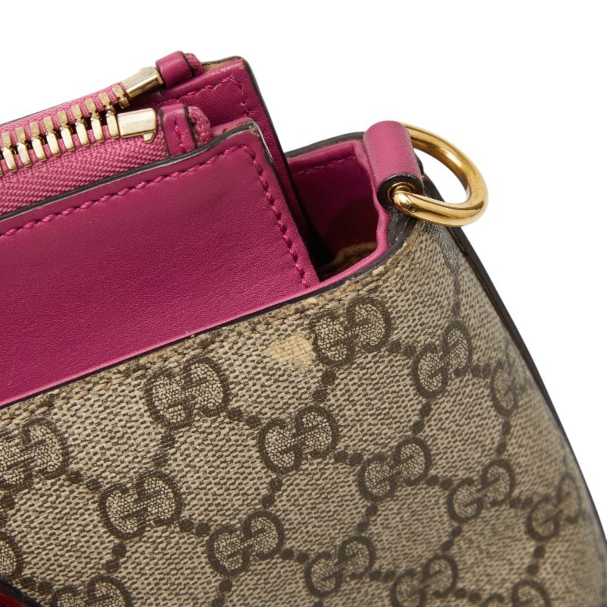 Gucci Beige Pink Red Color Pvc Leather Handbag Shoulder Bag (Pre-Owned)