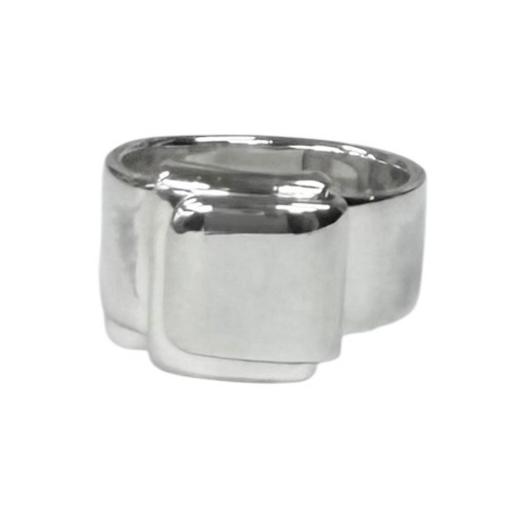 Hermes Silver Silver 925 Band Ring (Pre-Owned)